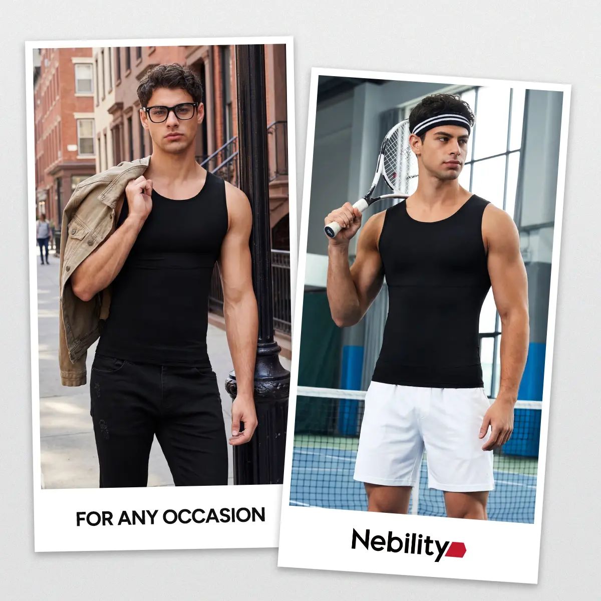 Men’s Silky Soft Compression Shapewear Tank, Slimming Body Shaper Vest with Waist & Chest Support