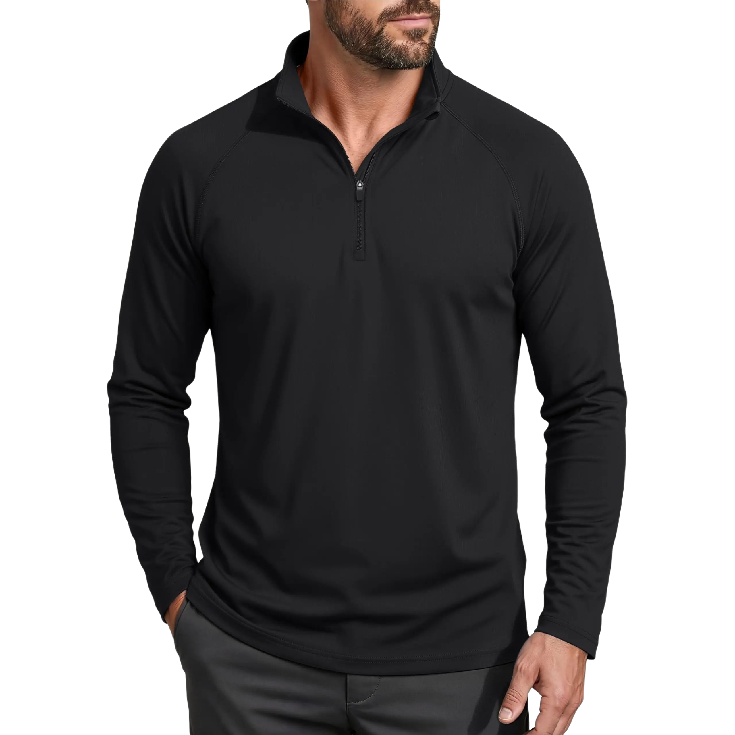Men's UPF 50+ Quick Dry 1/4 Zip Long Sleeve Shirts, Lightweight Athletic Rashguard Tops, Soho Chic Casual Outdoor Sport Shirts