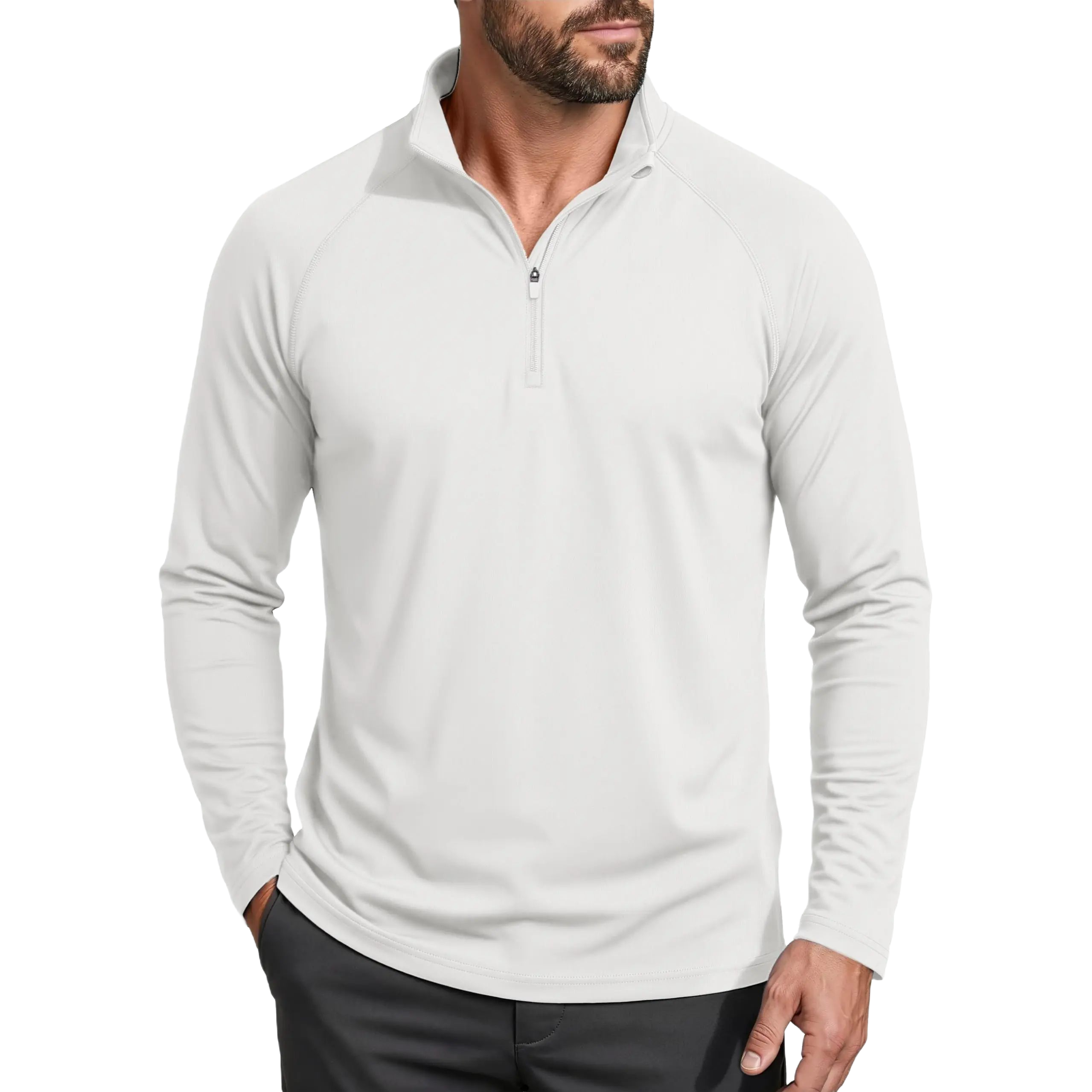 Men's UPF 50+ Quick Dry 1/4 Zip Long Sleeve Shirts, Lightweight Athletic Rashguard Tops, Soho Chic Casual Outdoor Sport Shirts