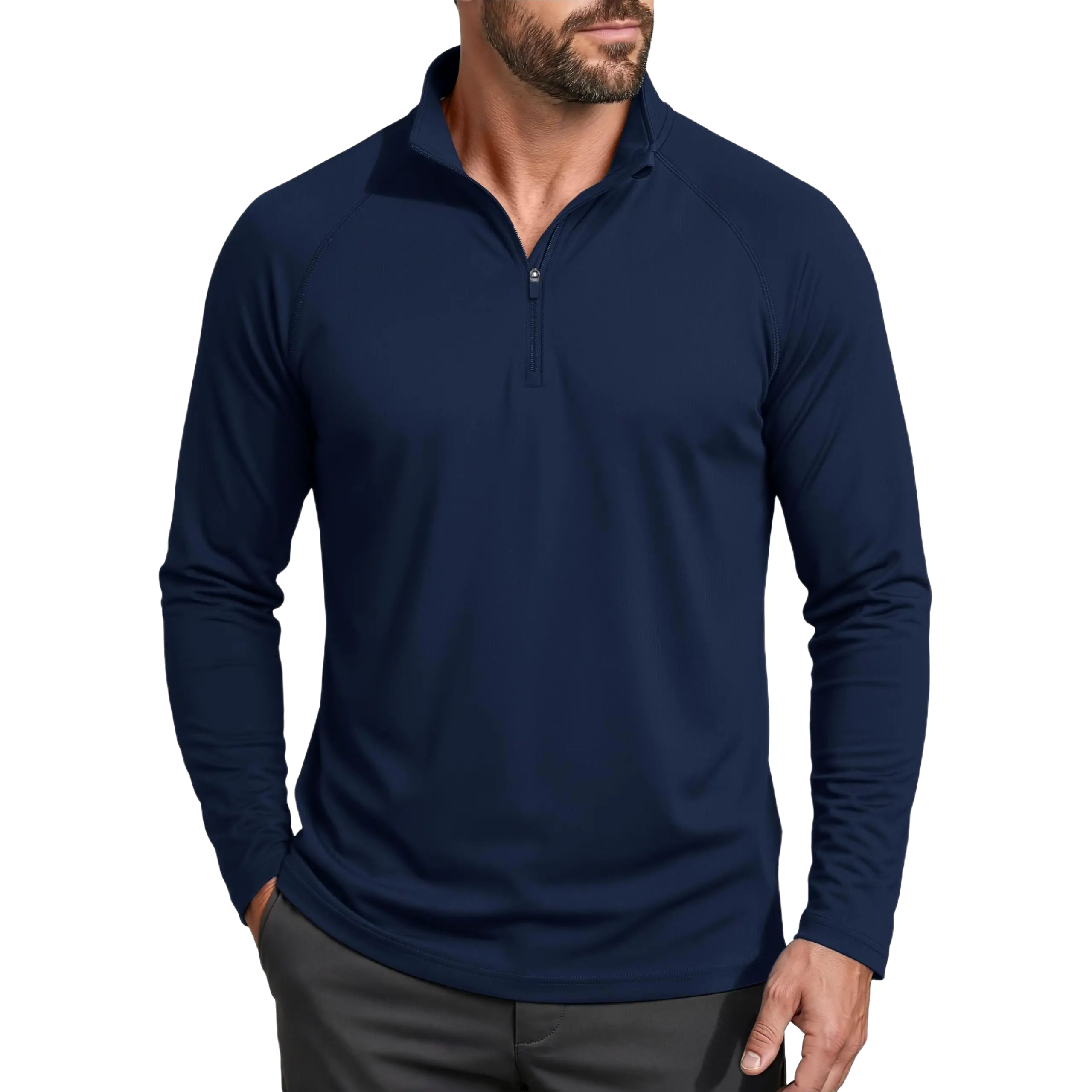 Men's UPF 50+ Quick Dry 1/4 Zip Long Sleeve Shirts, Lightweight Athletic Rashguard Tops, Soho Chic Casual Outdoor Sport Shirts