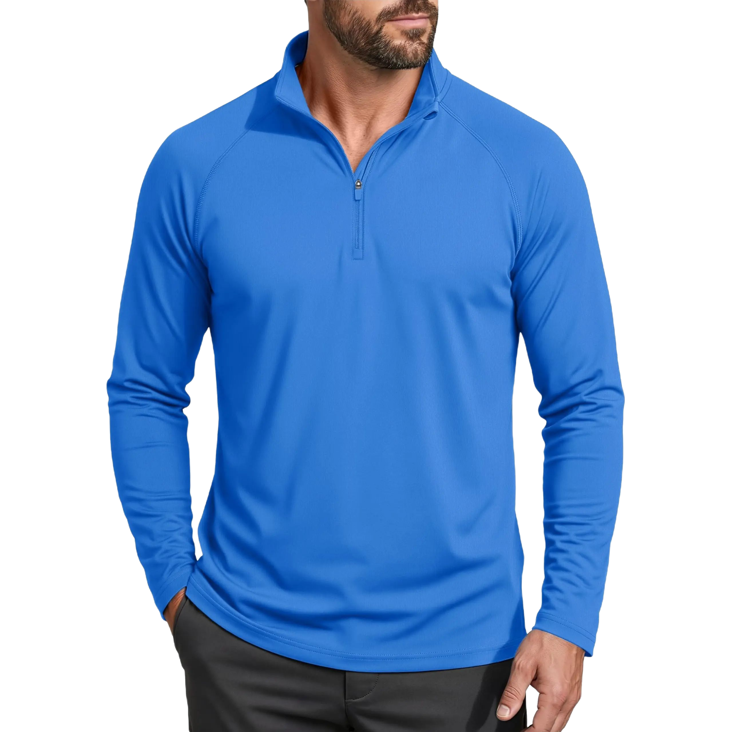 Men's UPF 50+ Quick Dry 1/4 Zip Long Sleeve Shirts, Lightweight Athletic Rashguard Tops, Soho Chic Casual Outdoor Sport Shirts