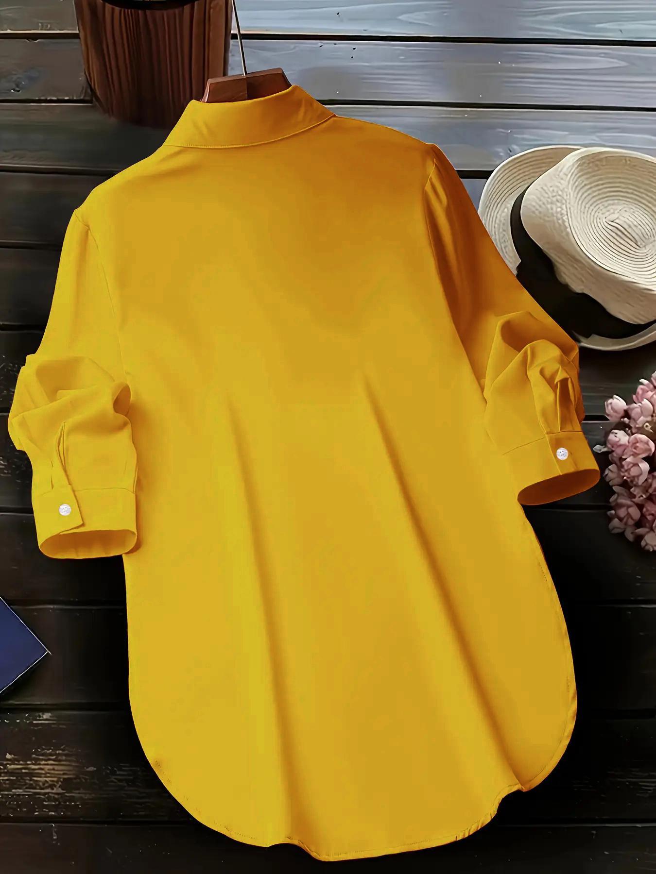 Elegant Fashion Women's Collared Long Sleeve Shirt, Fitted Outer Shell, Moderate Fabric Thickness, Casual Style, Spring & Fall Wear
