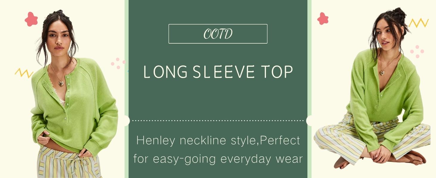SCUSTY Womens Long Sleeve Knitting Sweater Tops Half Button Sweaters Henley Neckline Casual Lightweight Solid Pullover Knitting Comfortable Soft Womenswear SohoChic