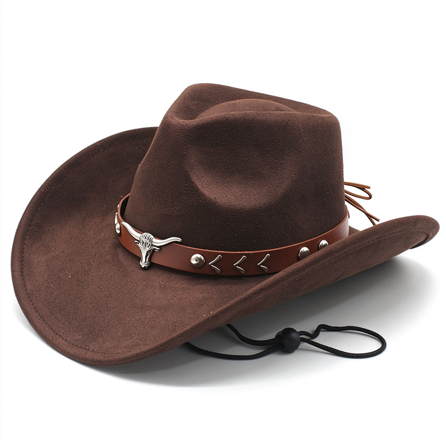 Retro Western Longhorn Skull Studded Hatband Cowboy Hat