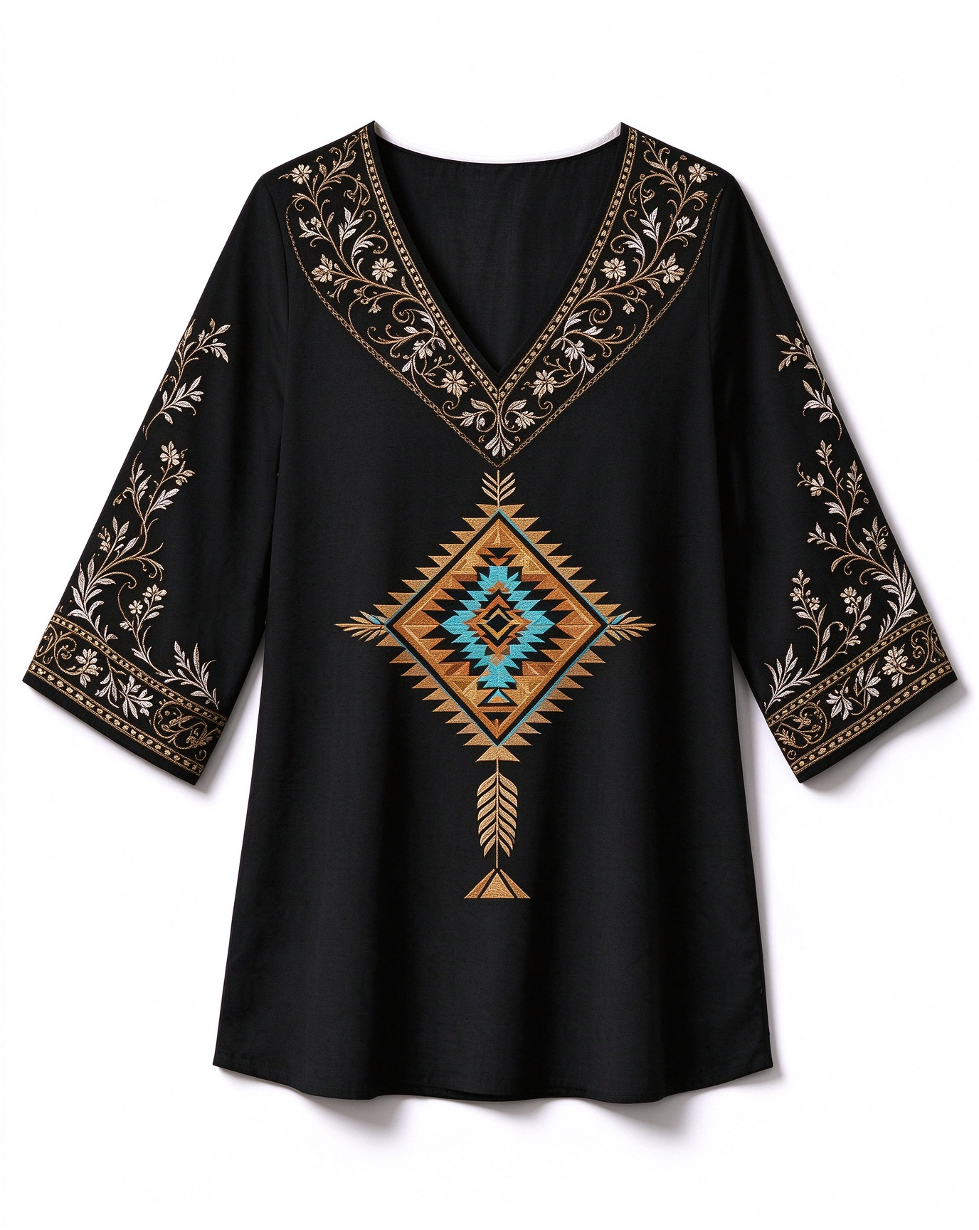 Southwestern Diamond V-Neck Western long top