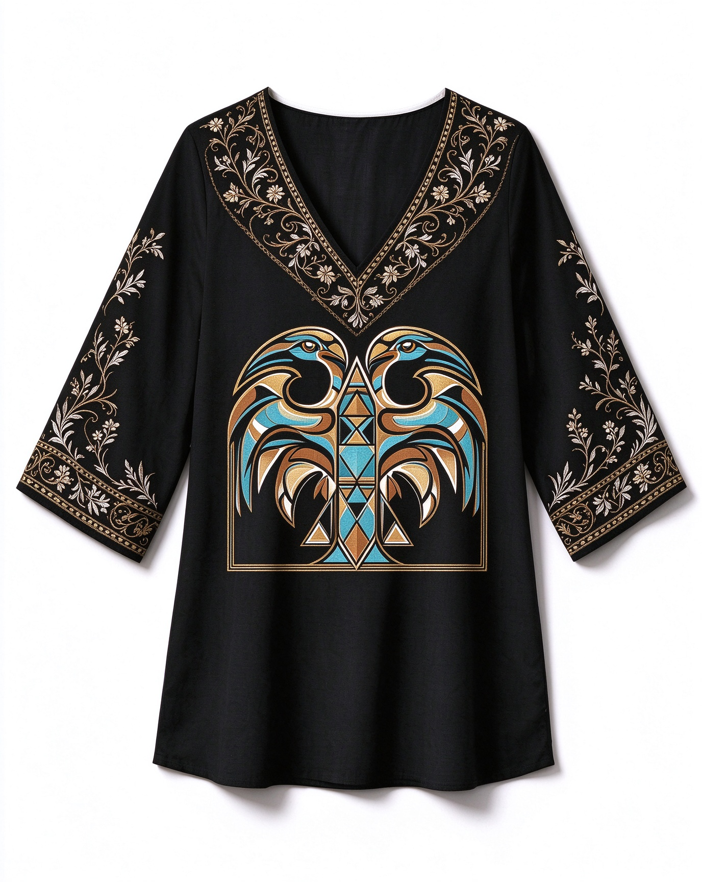 Thunderbird V-Neck Boho Western-style long top
