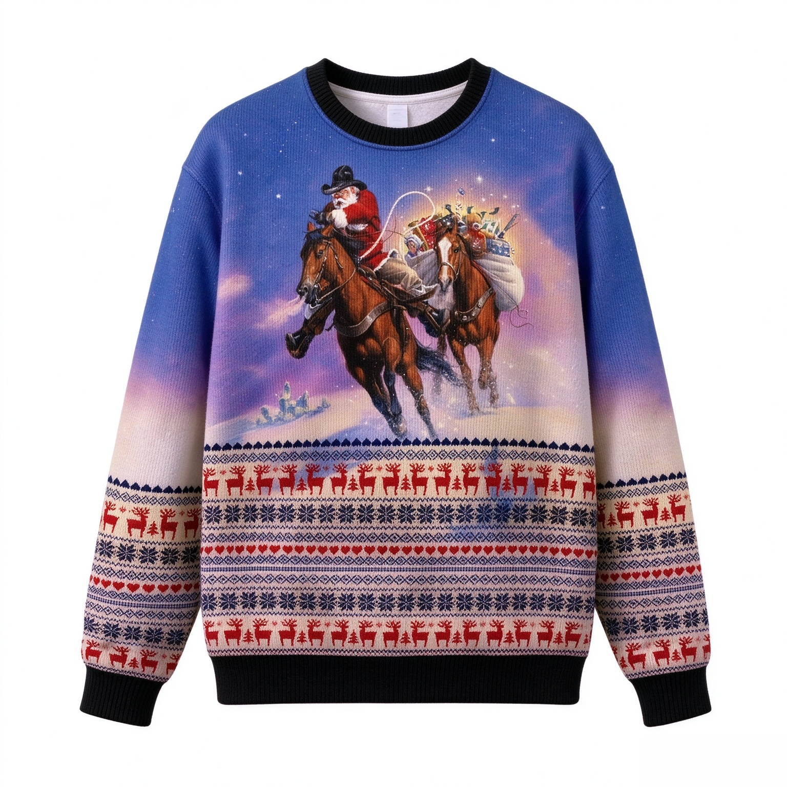 Cowboy Santa Claus Christmas sweater