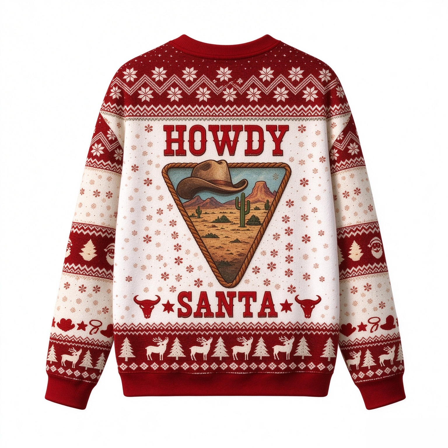 Howdy Santa Cowboy Ugly Christmas Sweater