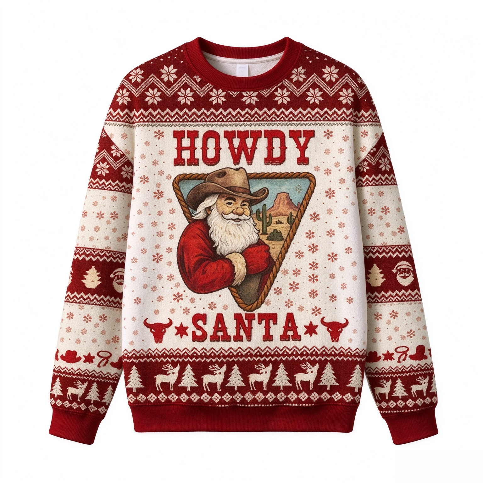 Howdy Santa Cowboy Ugly Christmas Sweater