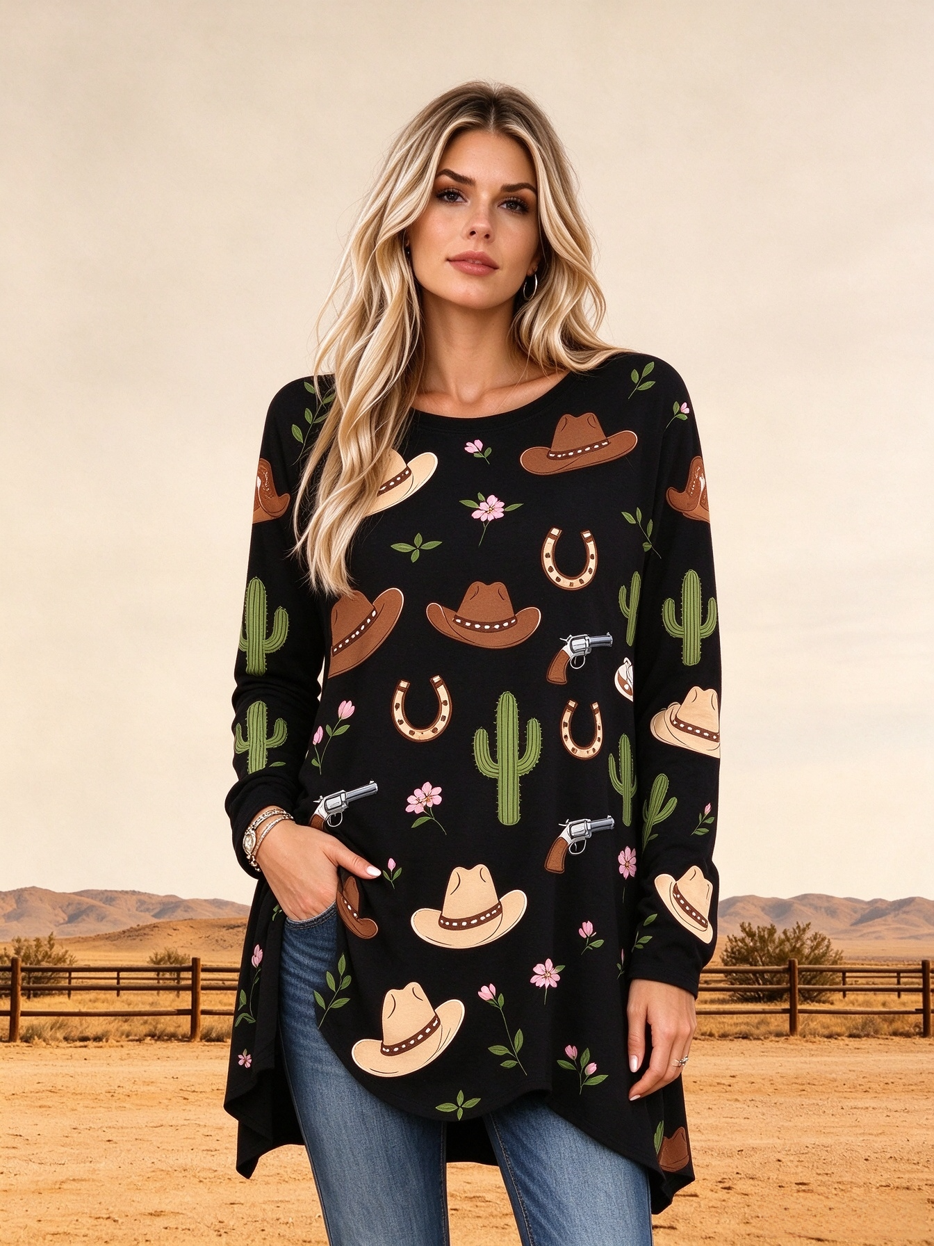Midnight Outlaw Long Sleeve Crew Top