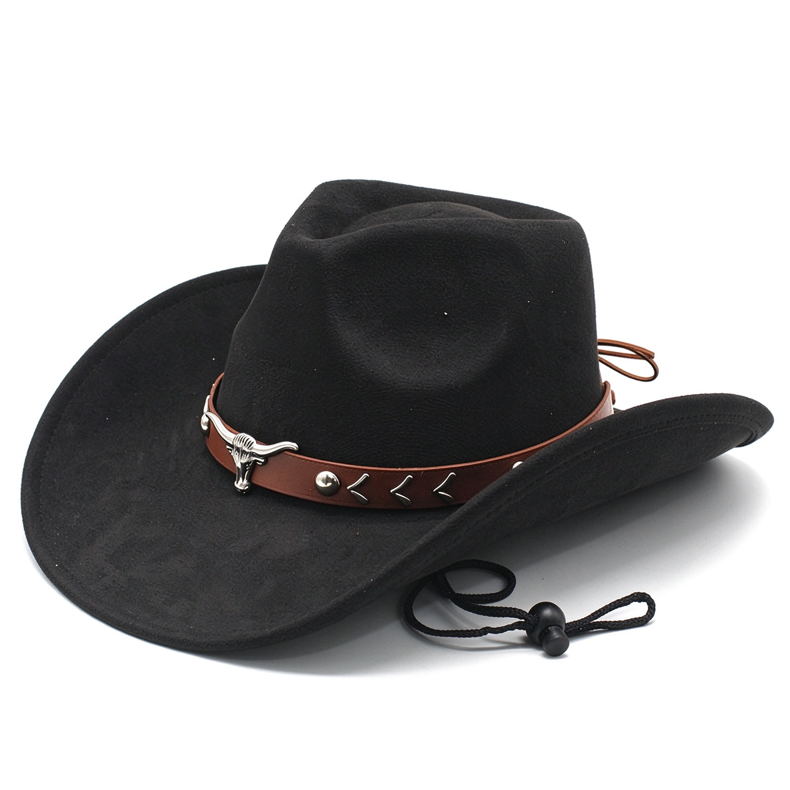 Retro Western Longhorn Skull Studded Hatband Cowboy Hat