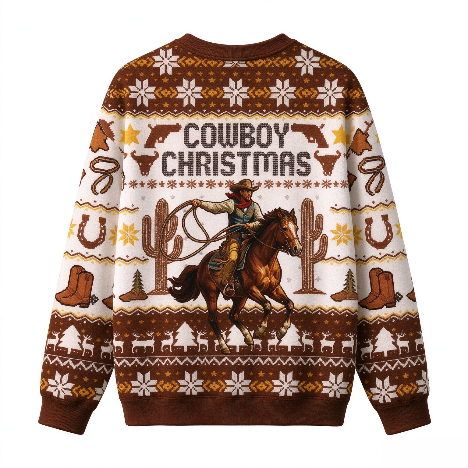 Western Holiday Rodeo Lasso Rider With Cactus And Boots Ugly