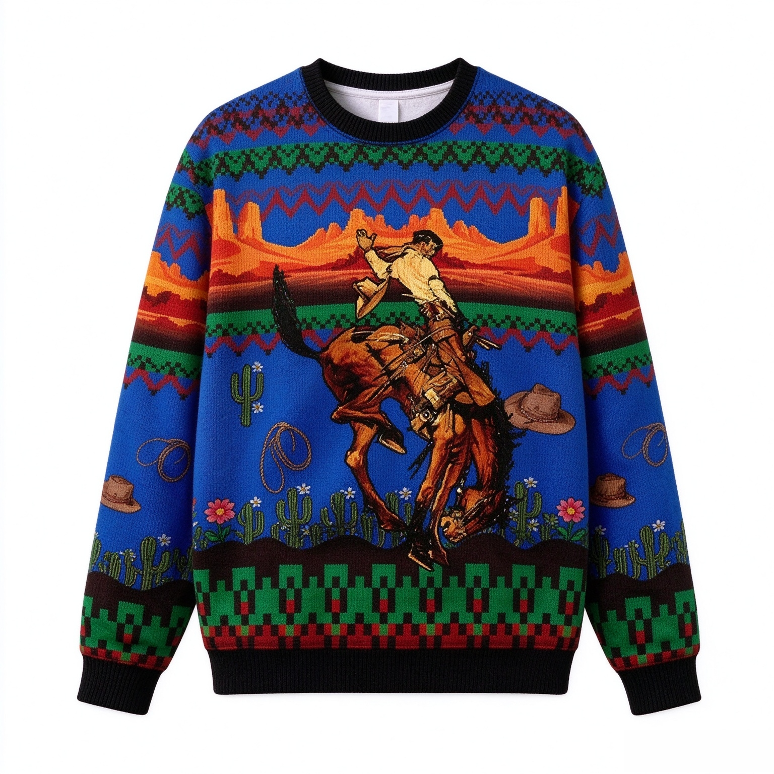 Cowboy desert Christmas sweater