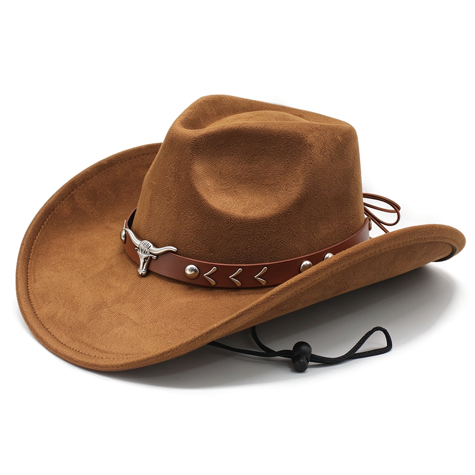 Retro Western Longhorn Skull Studded Hatband Cowboy Hat
