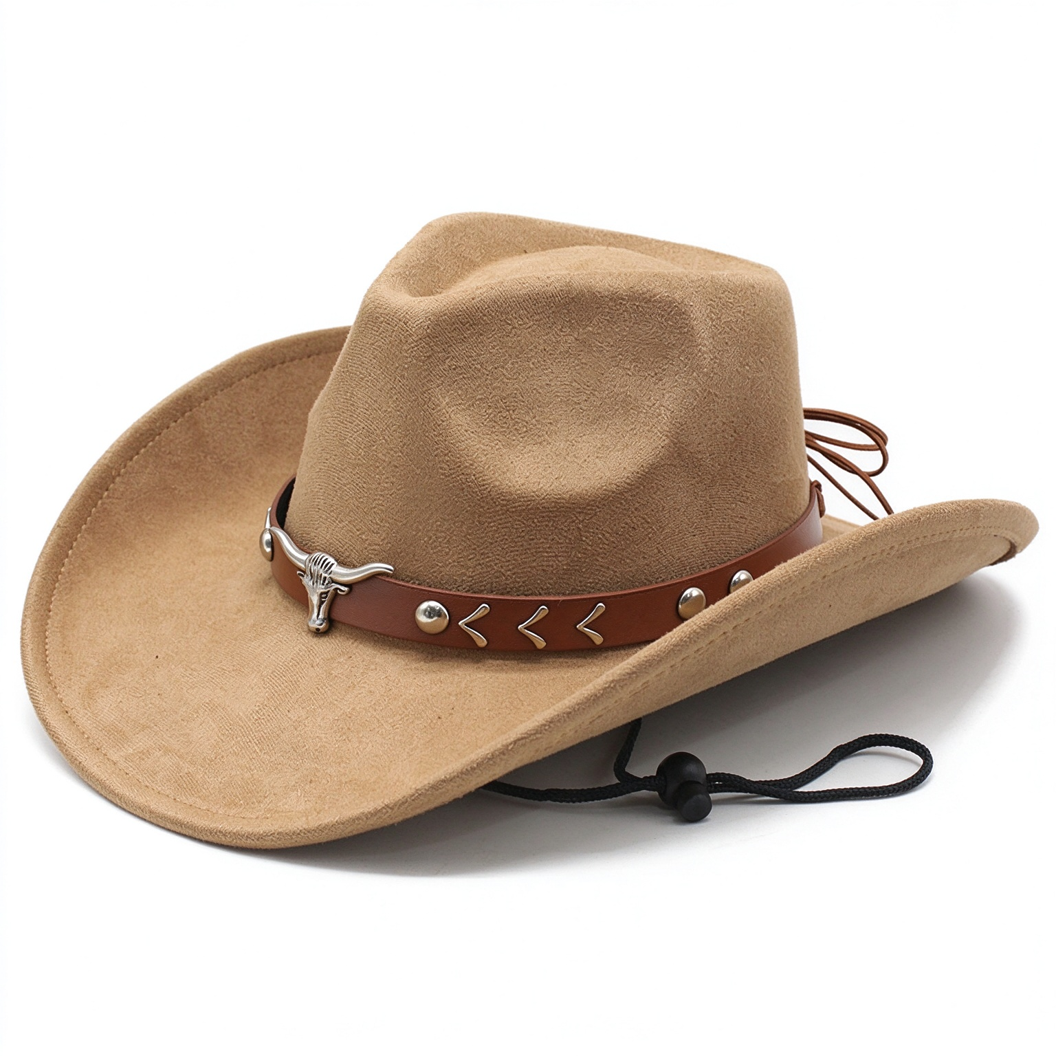 Retro Western Longhorn Skull Studded Hatband Cowboy Hat