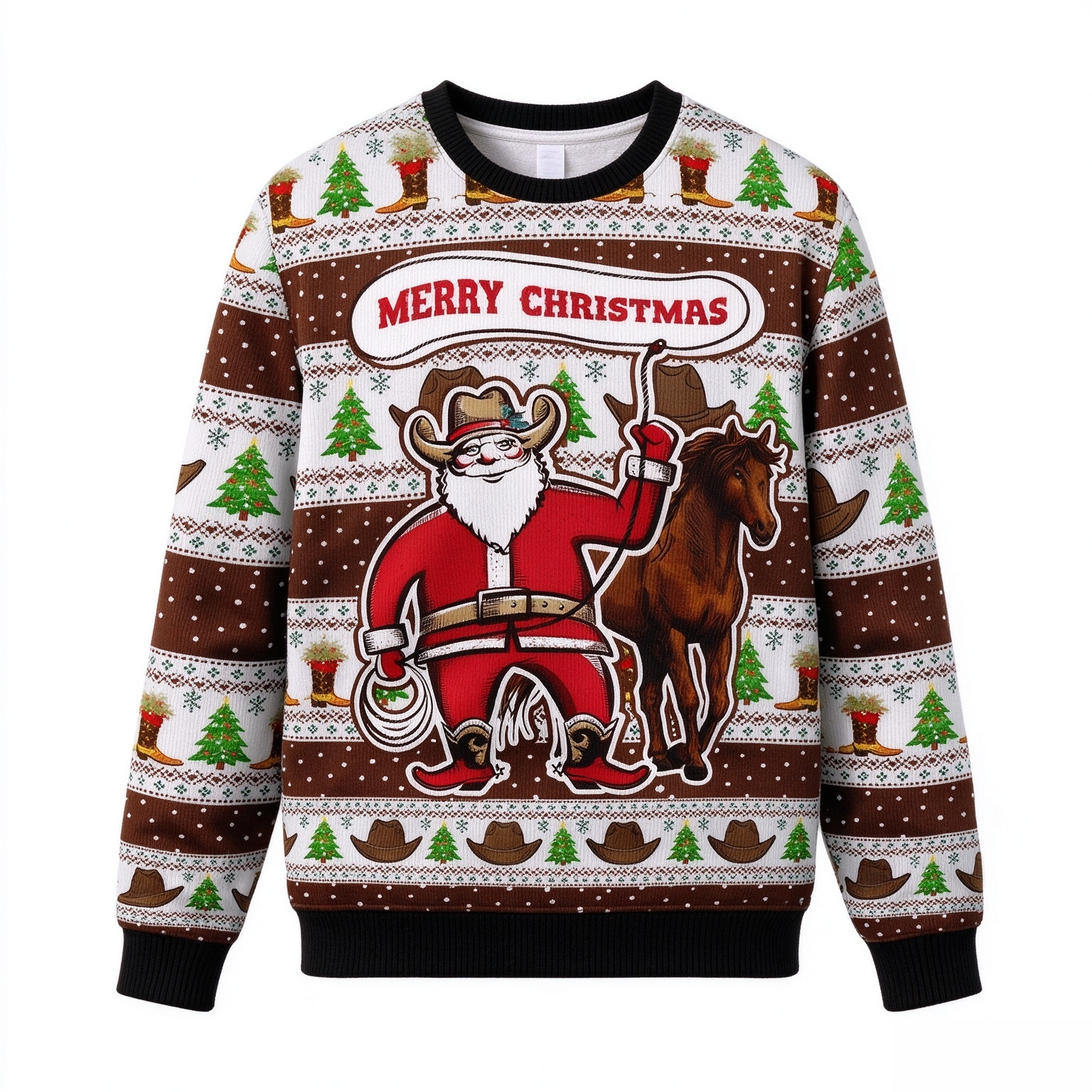 Cowboy Santa Claus merry Christmas sweater