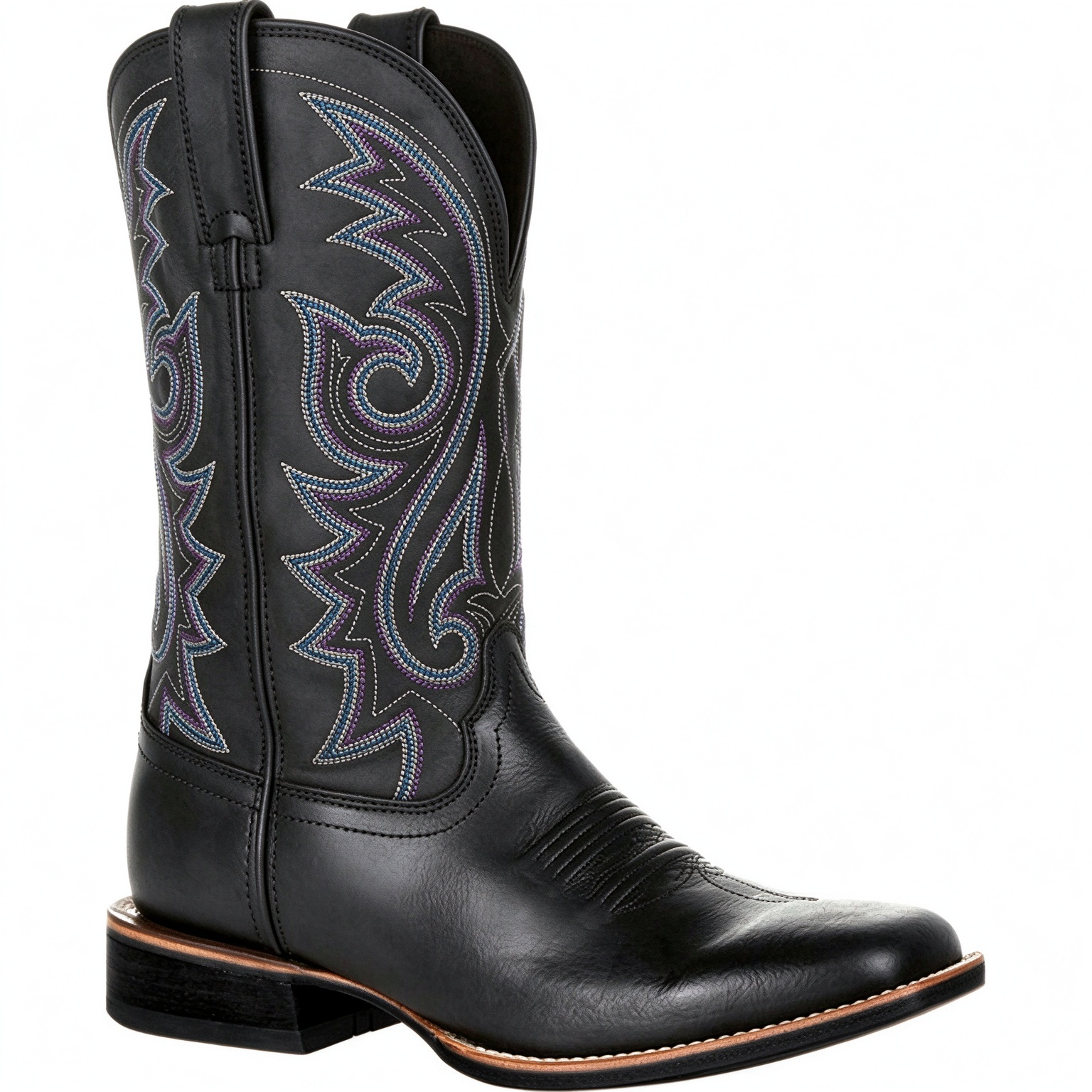 Vintage Western Scroll Embroidery Square Toe Cowboy Boots