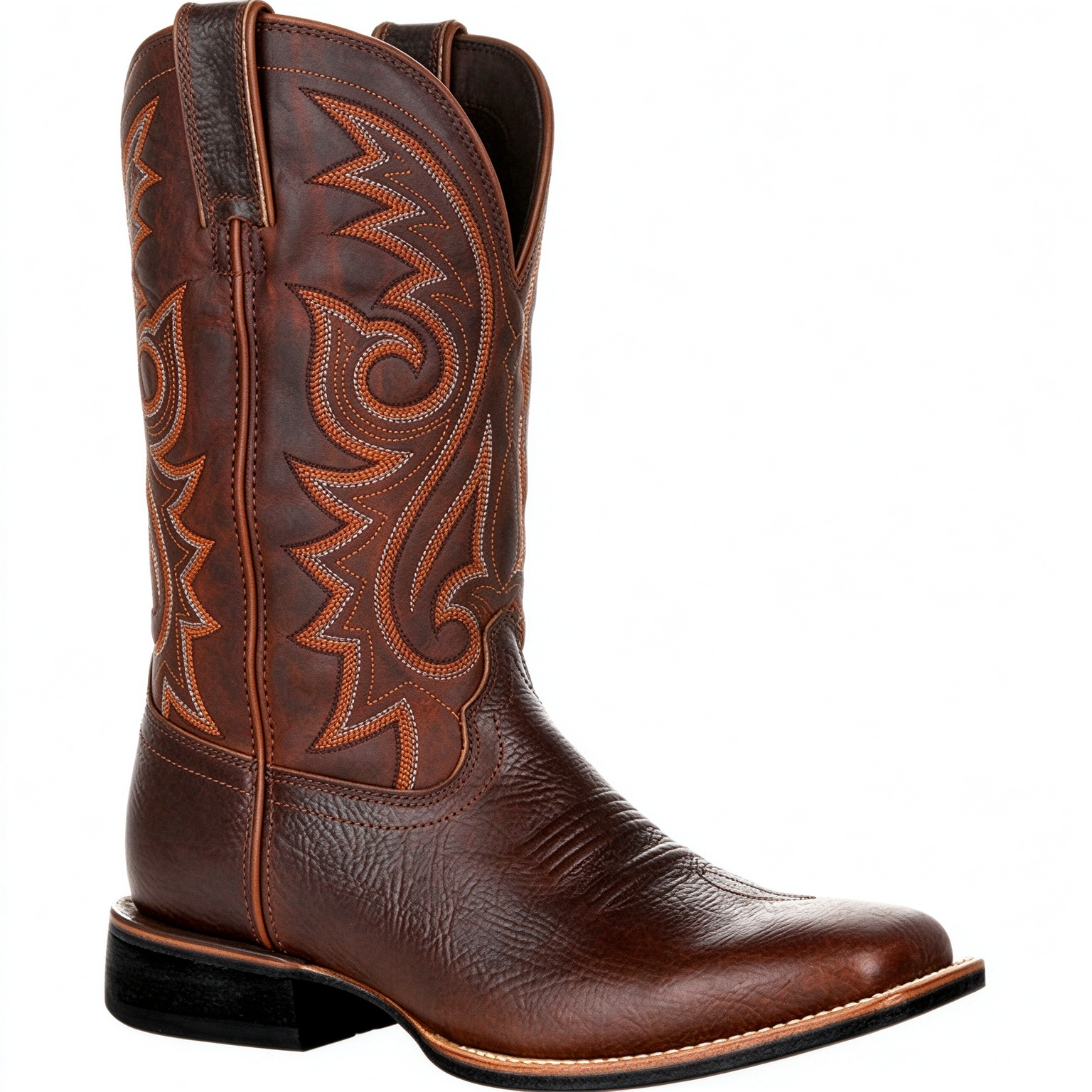 Vintage Western Scroll Embroidery Square Toe Cowboy Boots