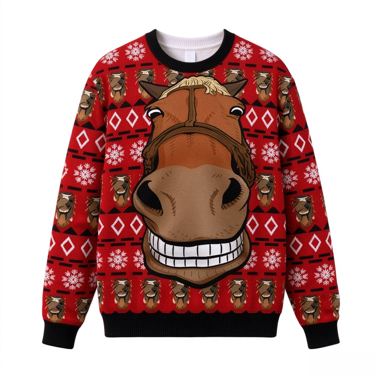 Funny Horse Face Cowboy Ugly Christmas Sweater