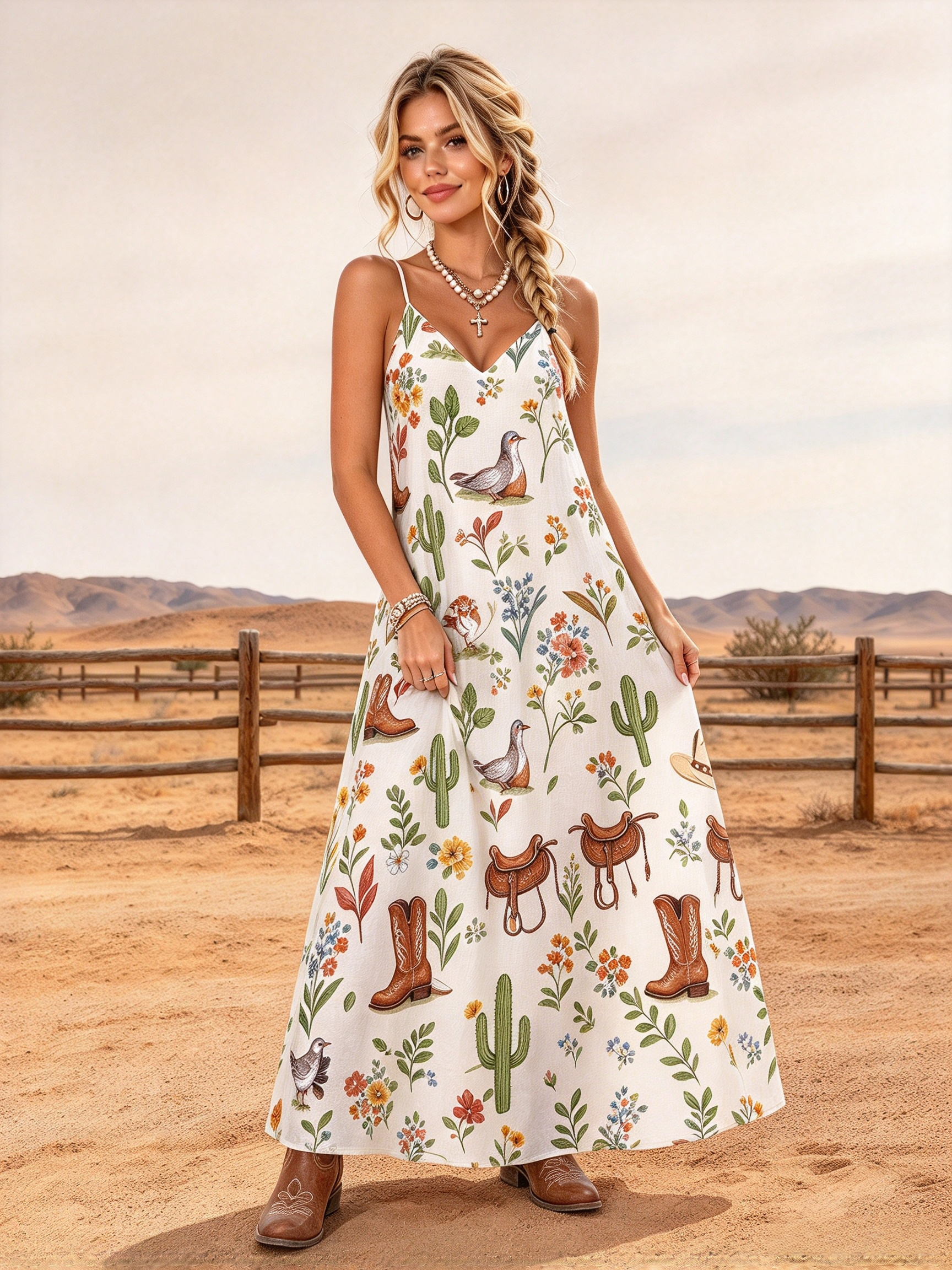 Desert Bloom Strapless Long Dress