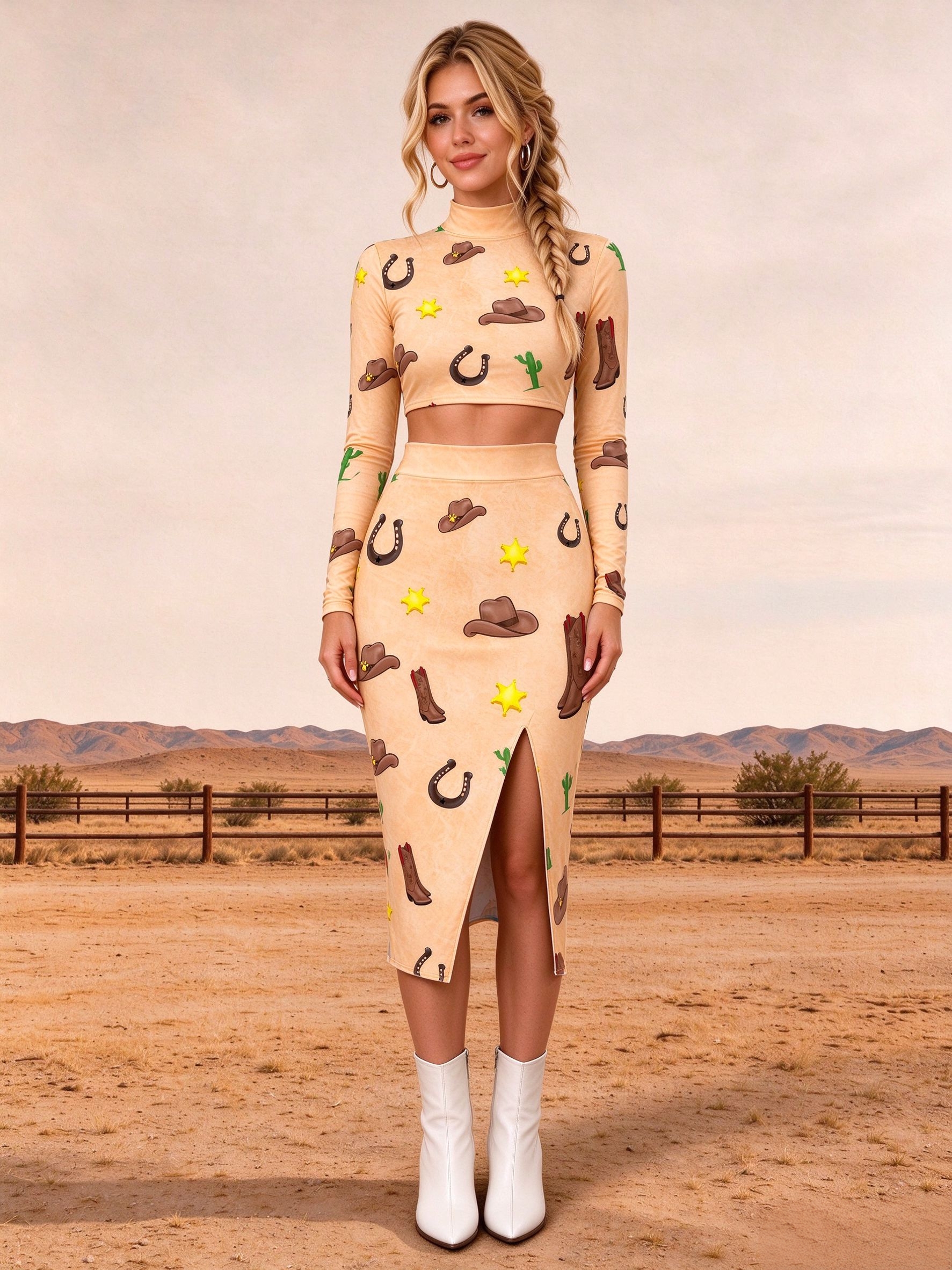 Vintage Wild West Star Horseshoe Print Cami Dress 