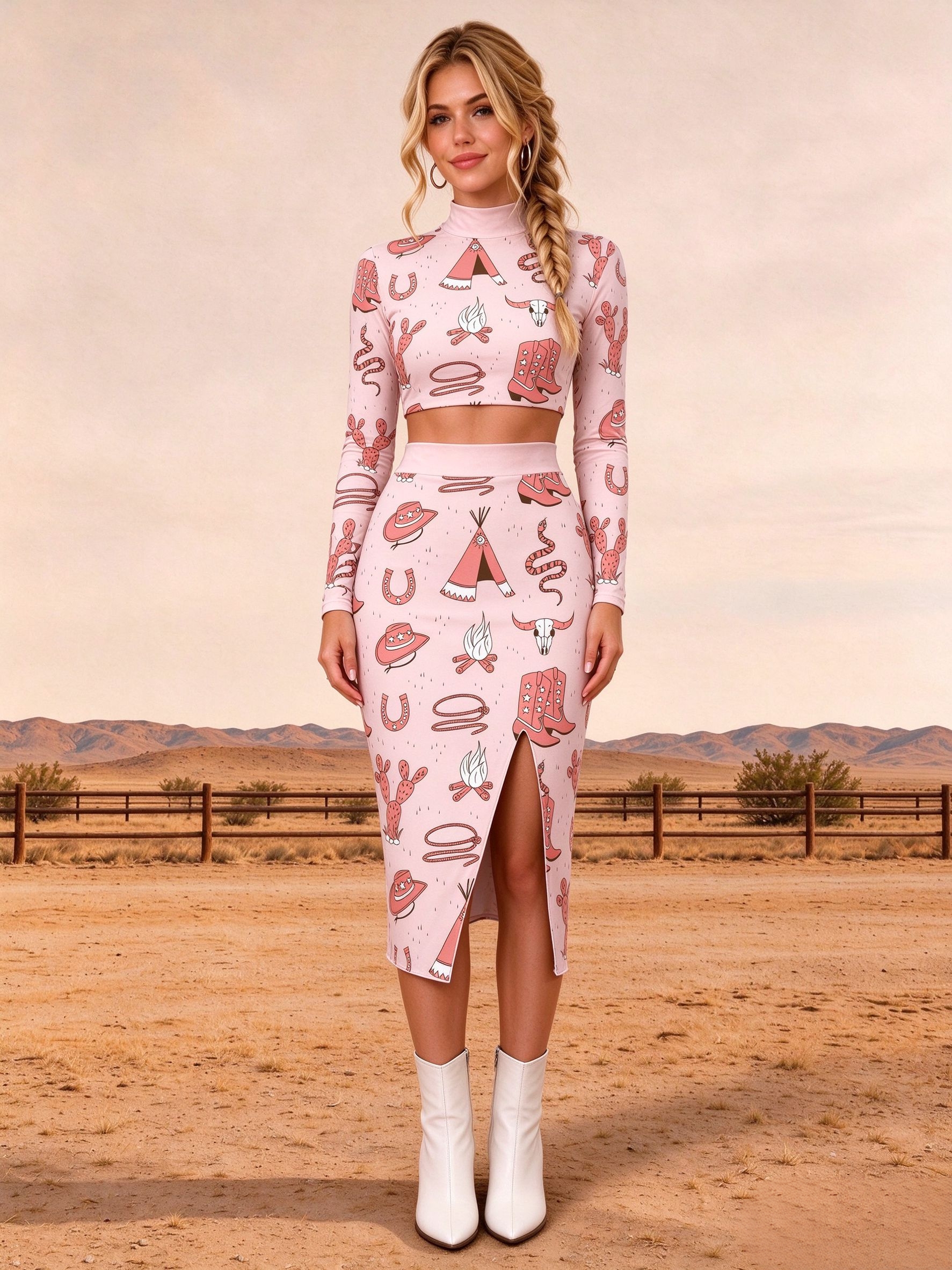 Pink Cowgirl Boot Graphic Cami 2 Piece Outfits