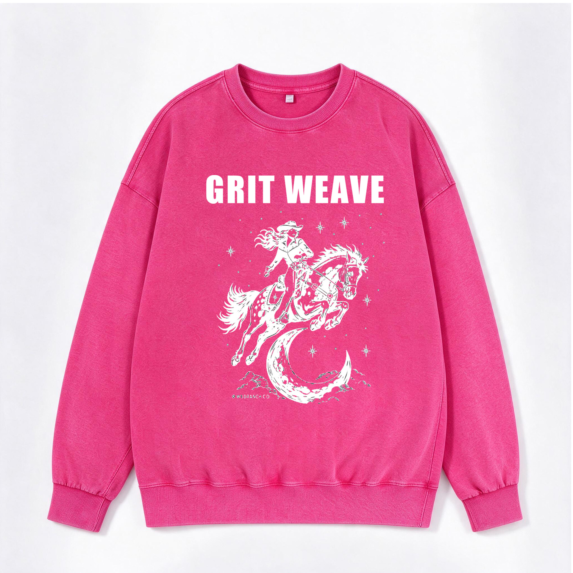 Vintage Western Celestial Crescent Moon Cowgirl Washed Crewneck Sweatshirt