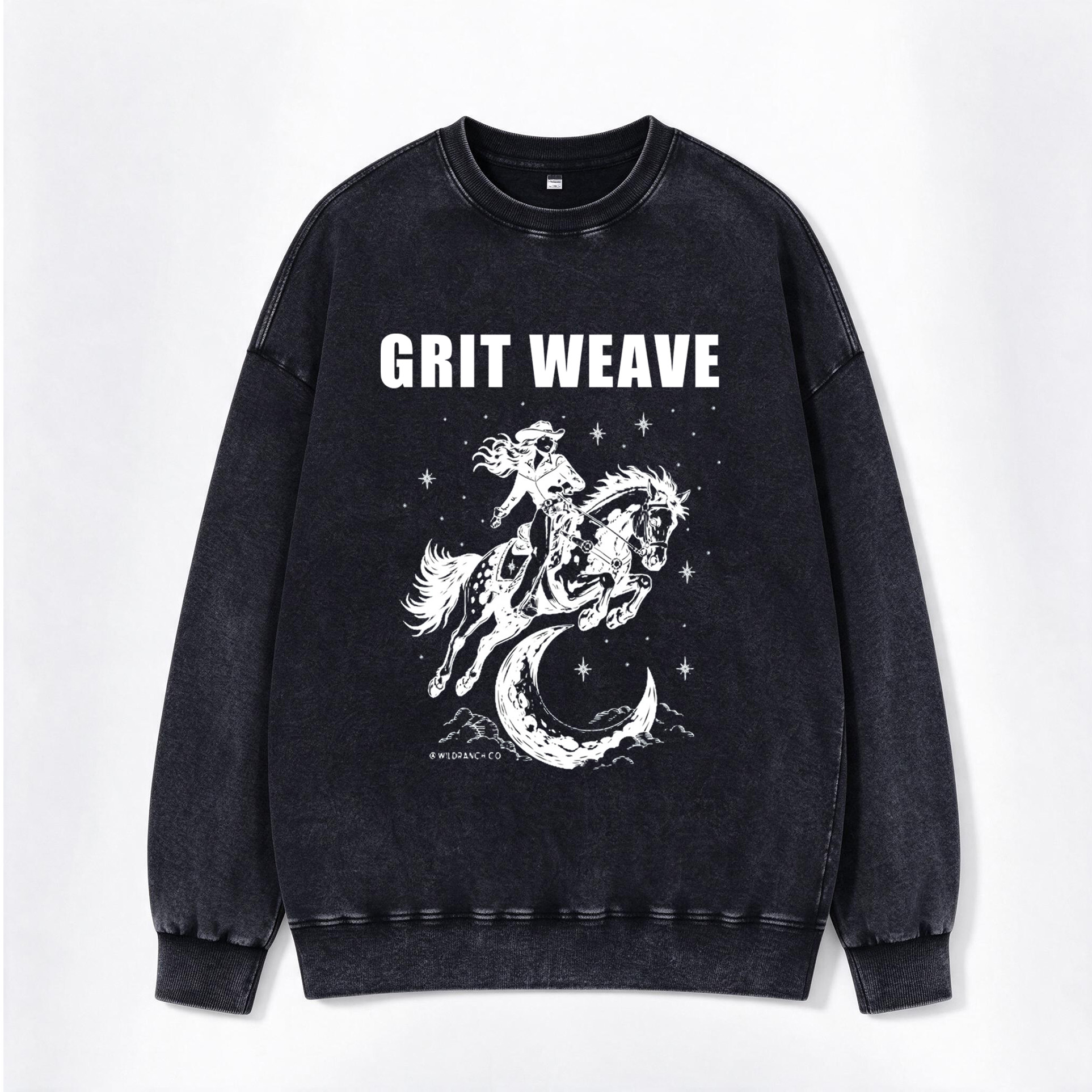 Vintage Western Celestial Crescent Moon Cowgirl Washed Crewneck Sweatshirt