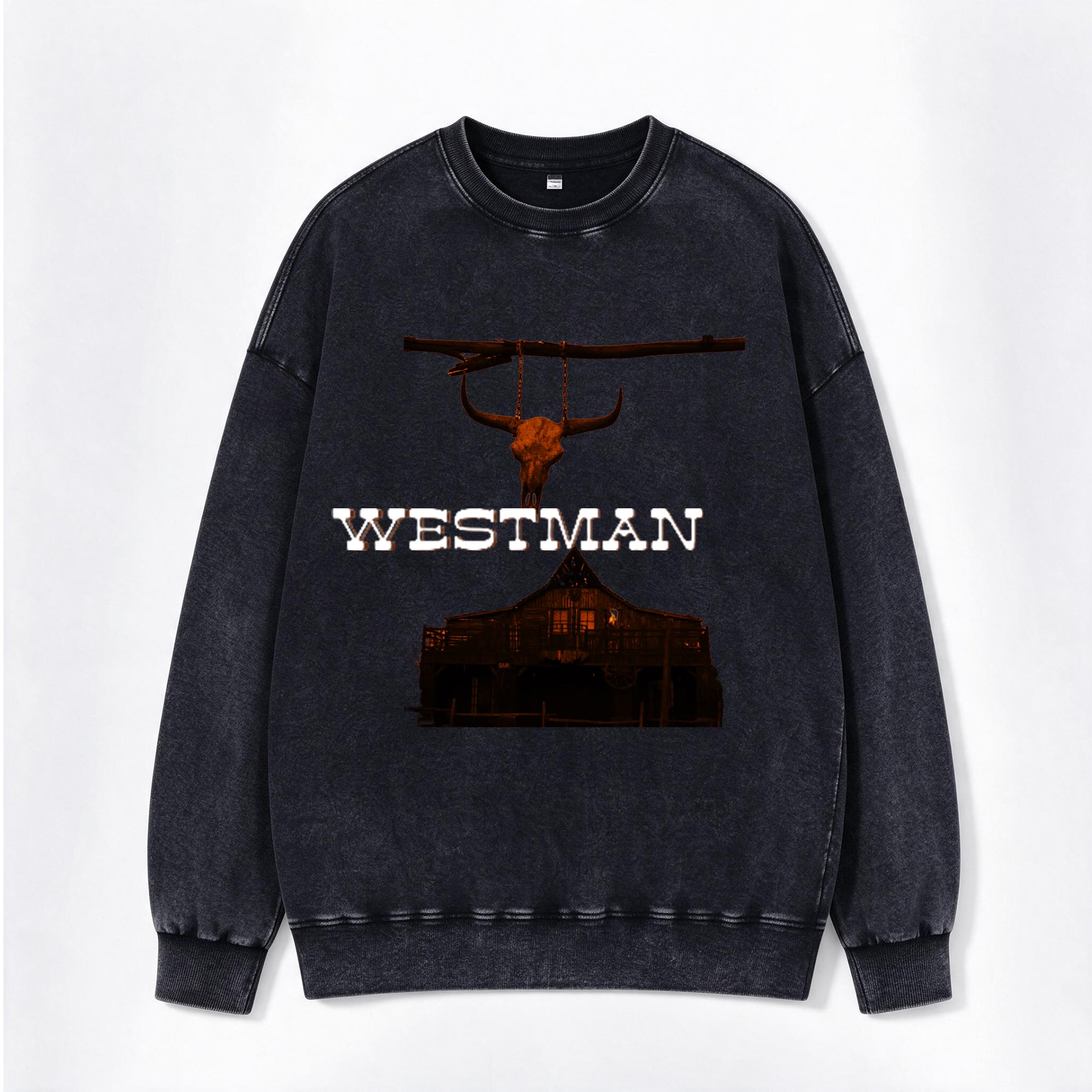 Westman Longhorn Skull Western Saloon Crewneck Sweatshirt