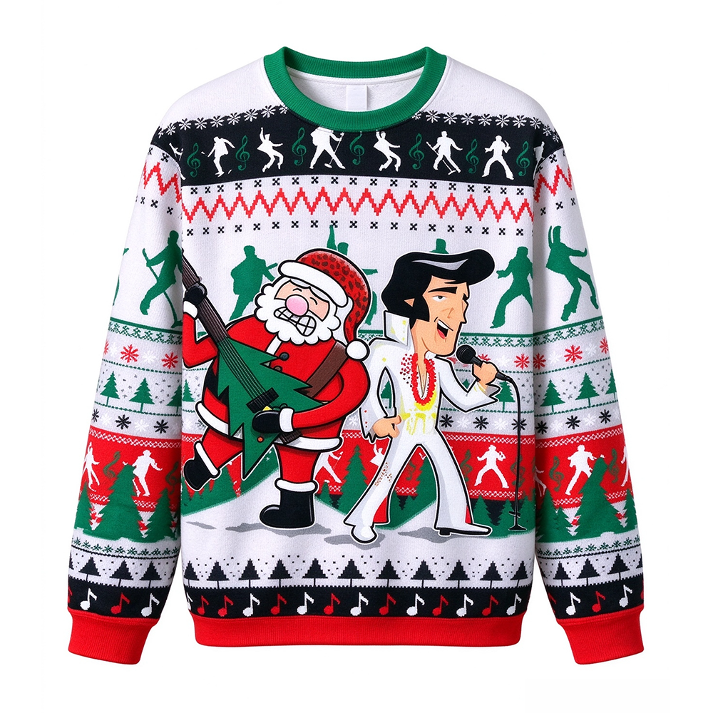 Santa & Elvis Presley ugly christmas sweater