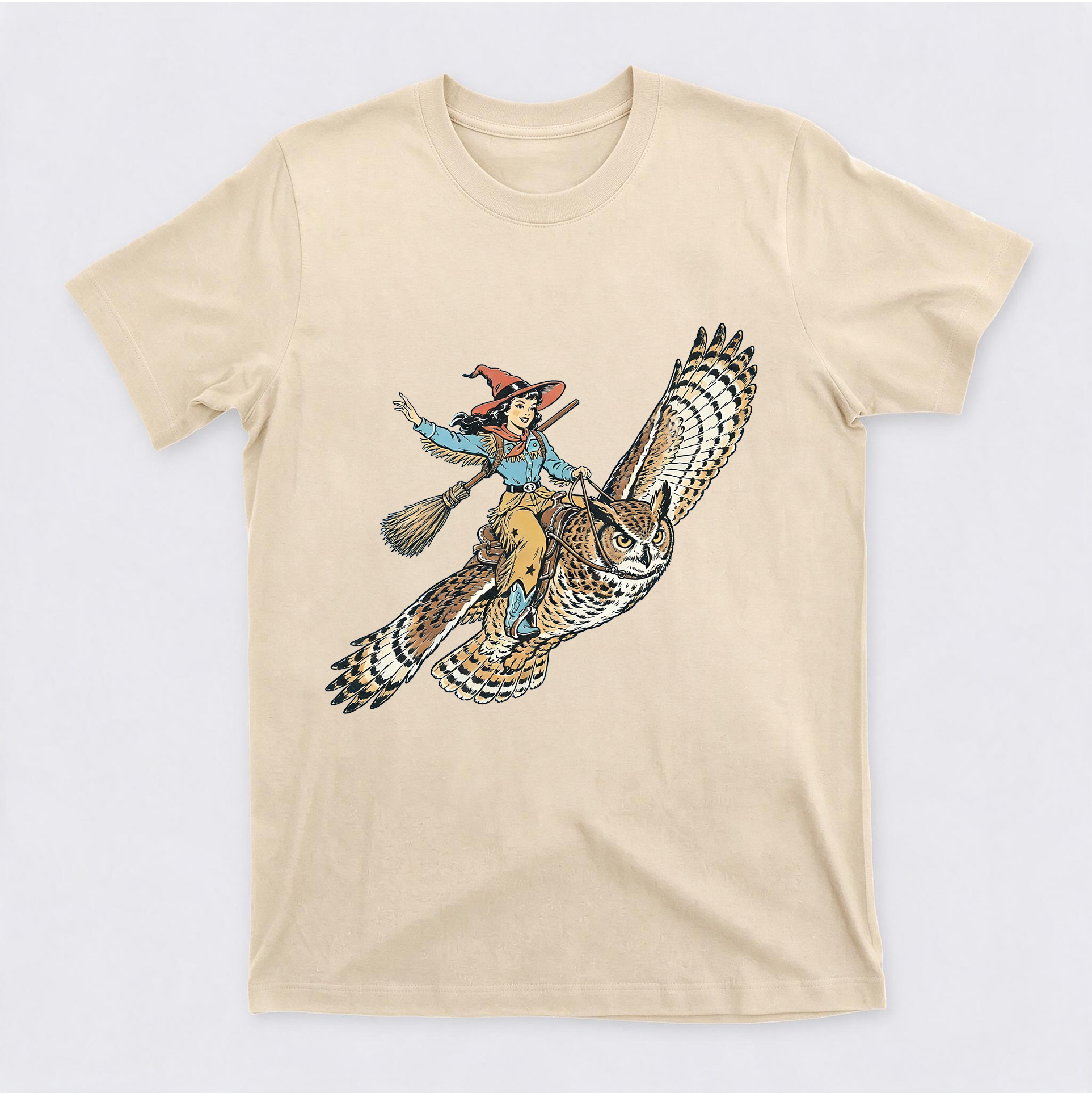 Vintage Washed Western T-Shirt Cotton Short Sleeve Crewneck T-Shirt