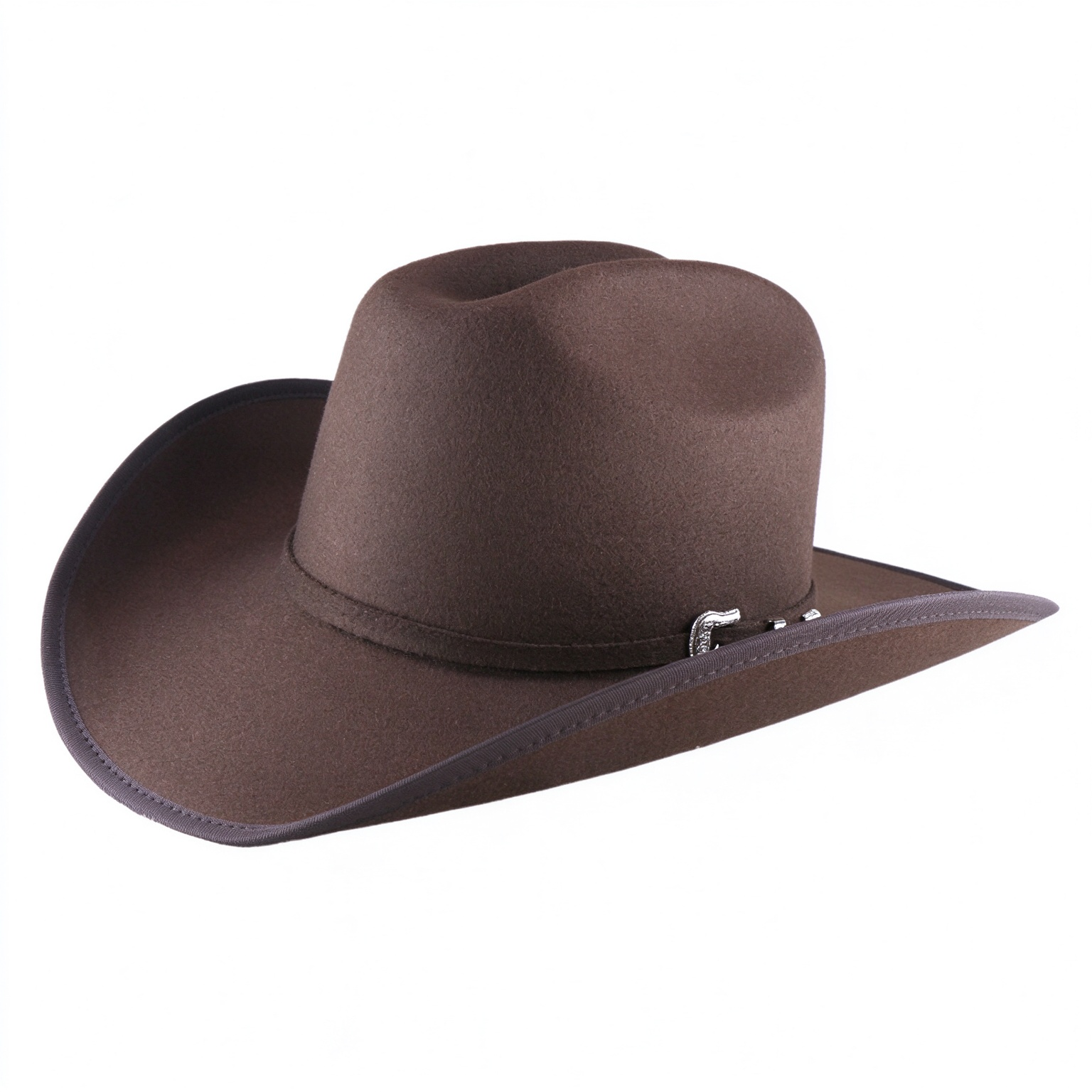 Retro Western Tall Crown Curved Brim Scroll Accent Cowboy Hat
