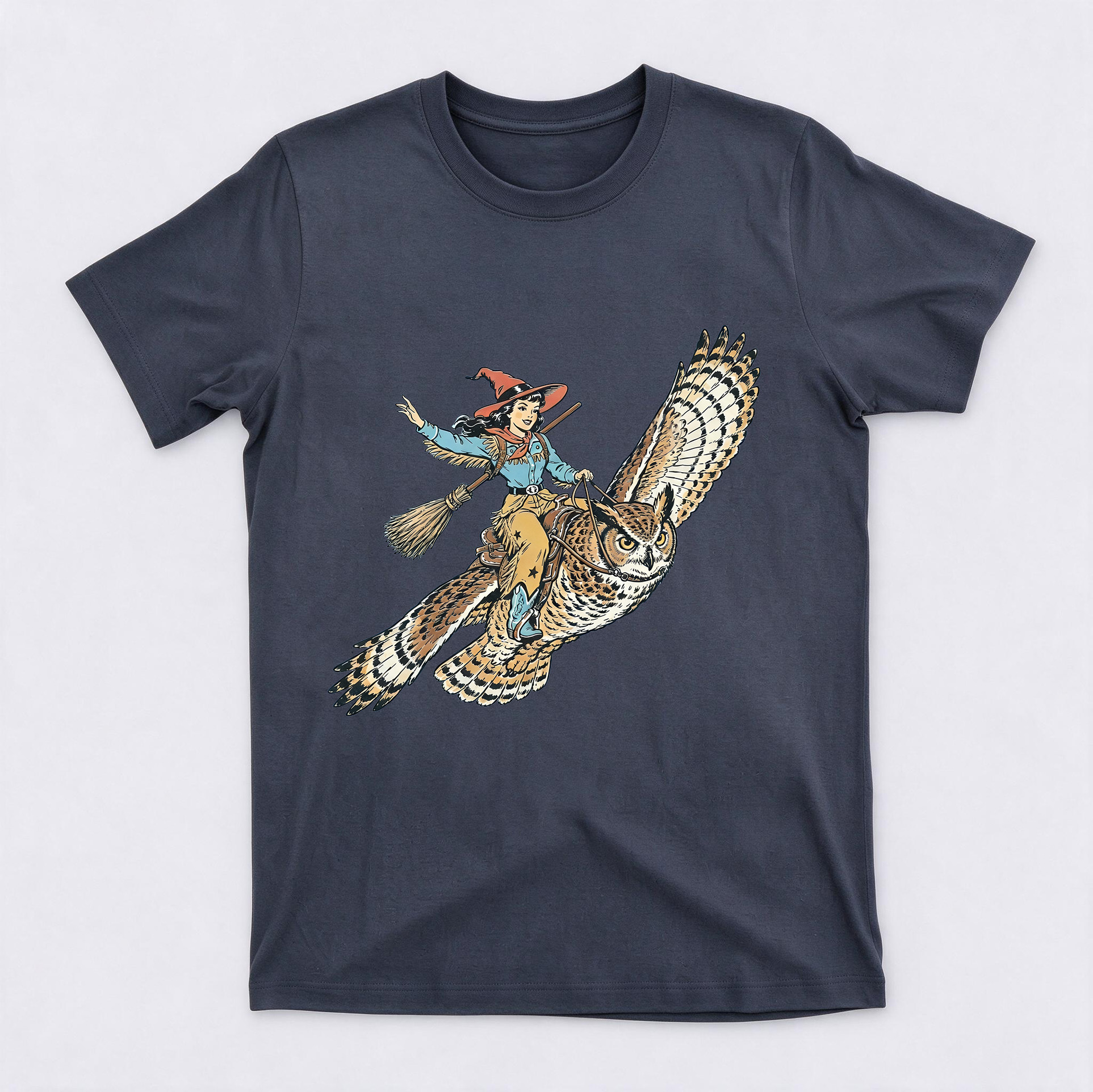 Vintage Washed Western T-Shirt Cotton Short Sleeve Crewneck T-Shirt