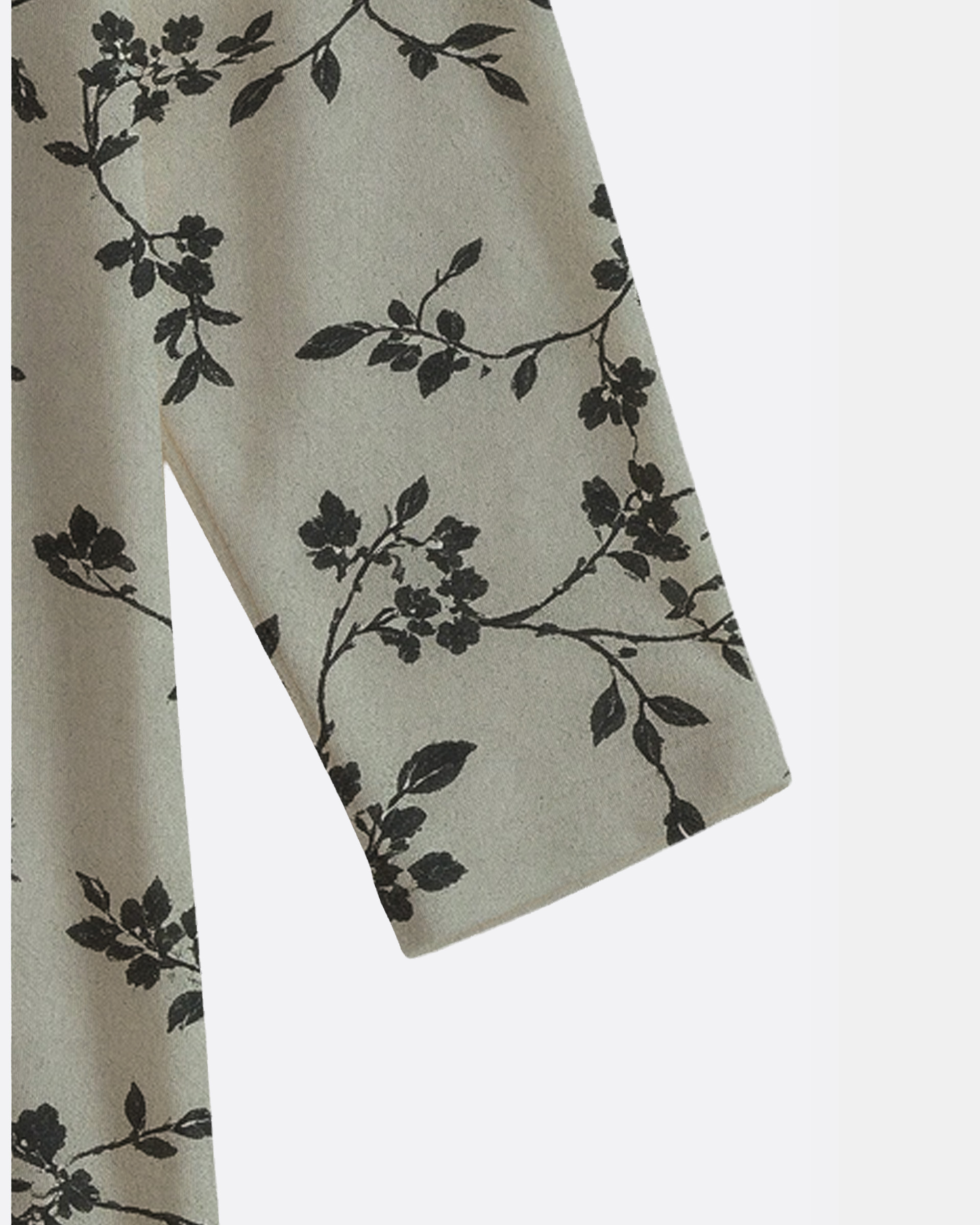 Sage green plant vine Western V-Neck Printed Dress | Allover Print
