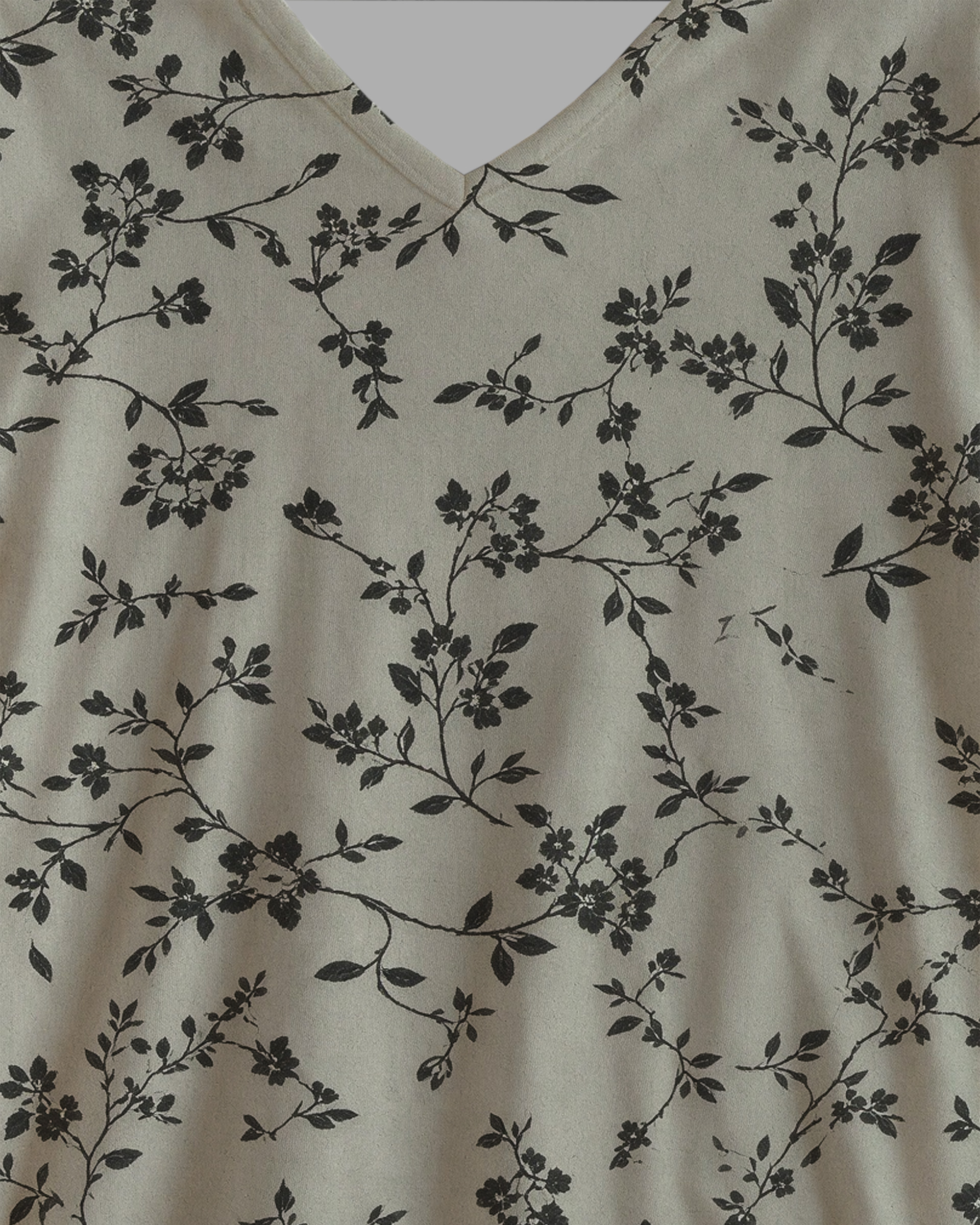 Sage green plant vine Western V-Neck Printed Dress | Allover Print