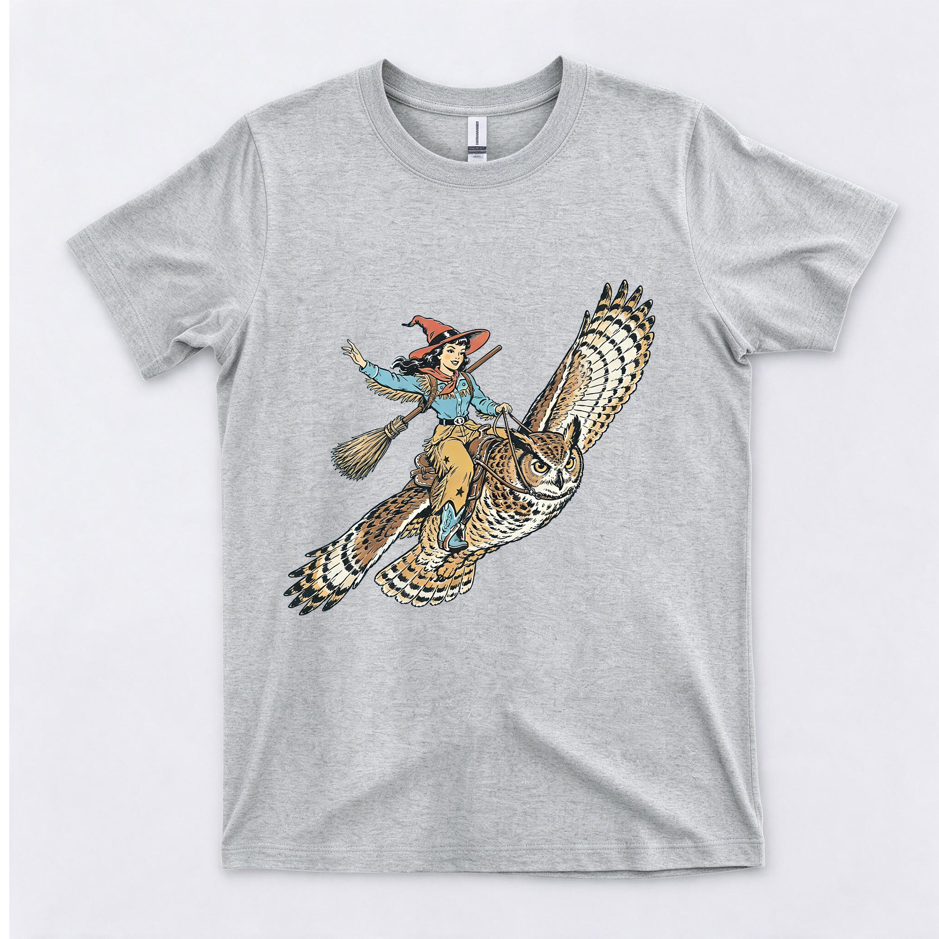 Vintage Washed Western T-Shirt Cotton Short Sleeve Crewneck T-Shirt
