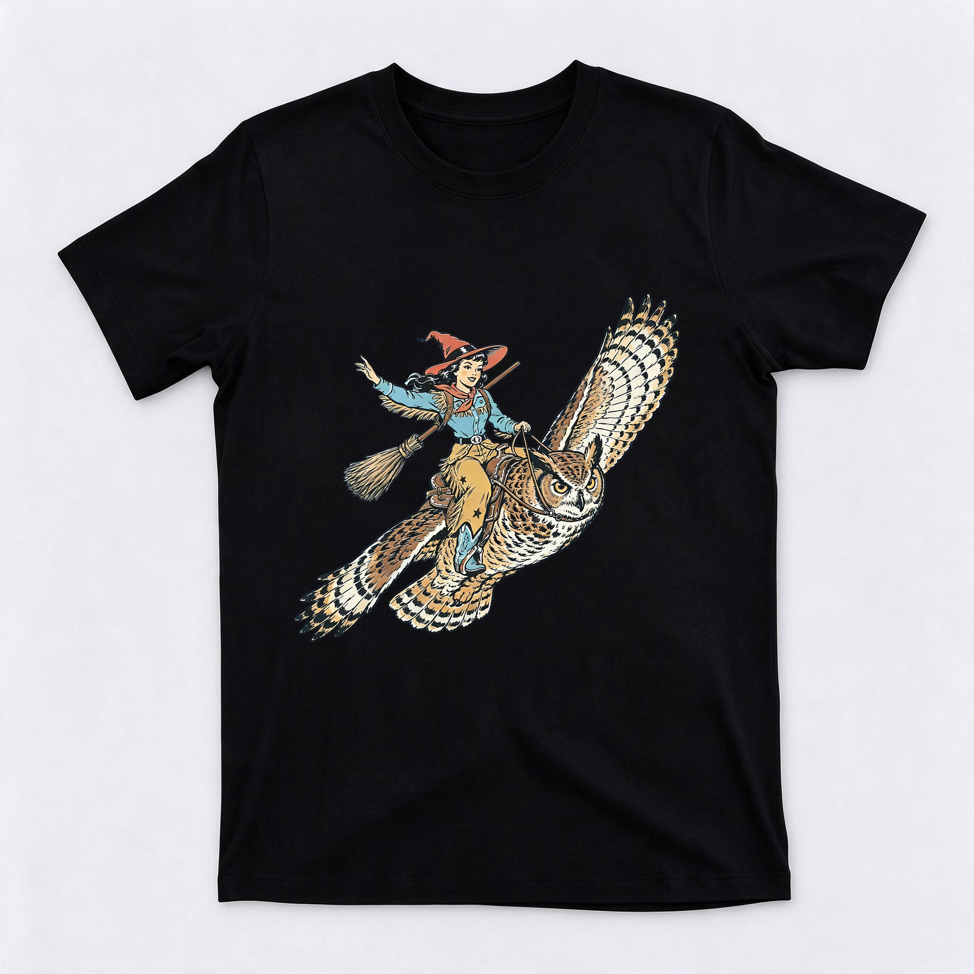 Vintage Washed Western T-Shirt Cotton Short Sleeve Crewneck T-Shirt
