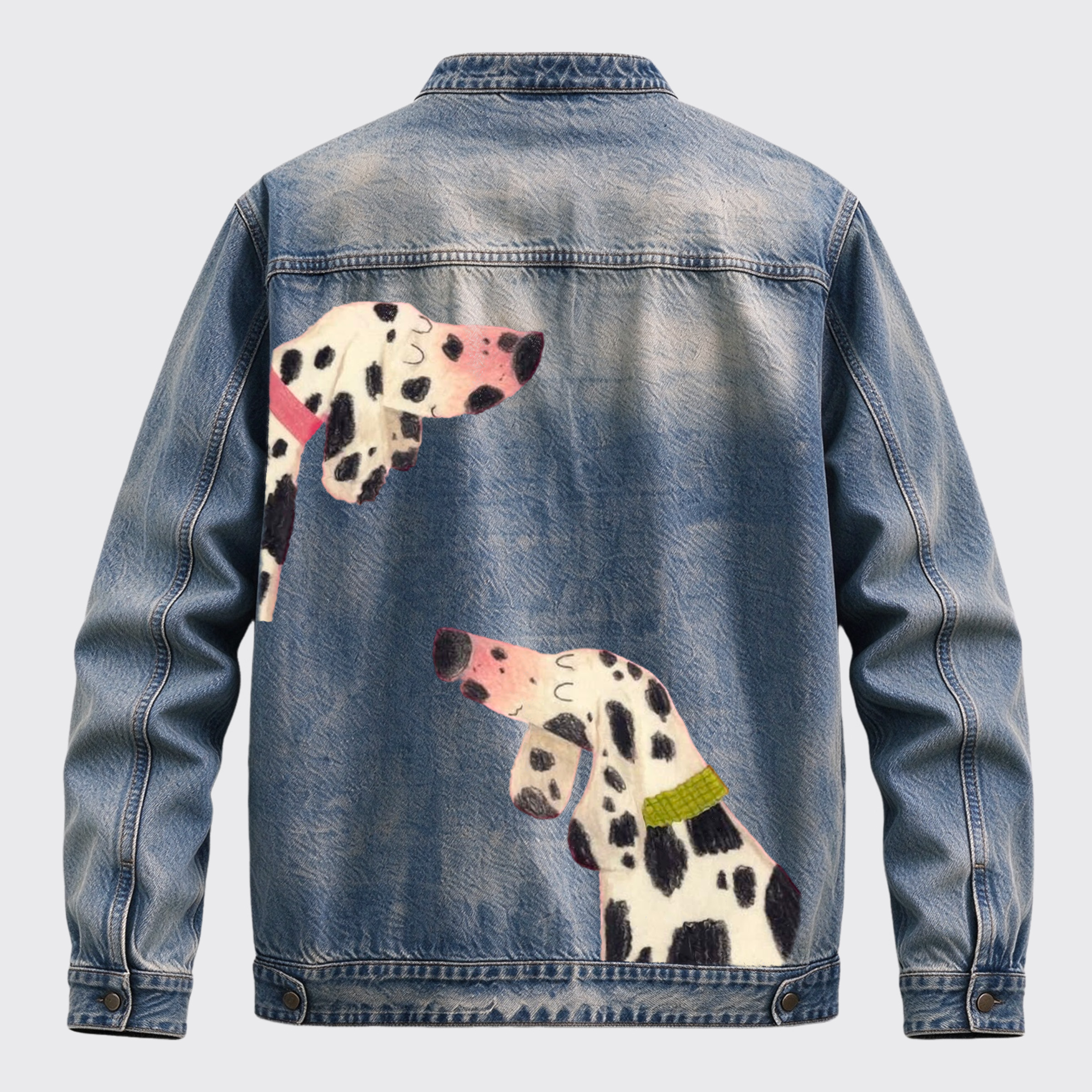 Retro Western Hand Drawn Dalmatian Dogs Graphic Zip Jacket