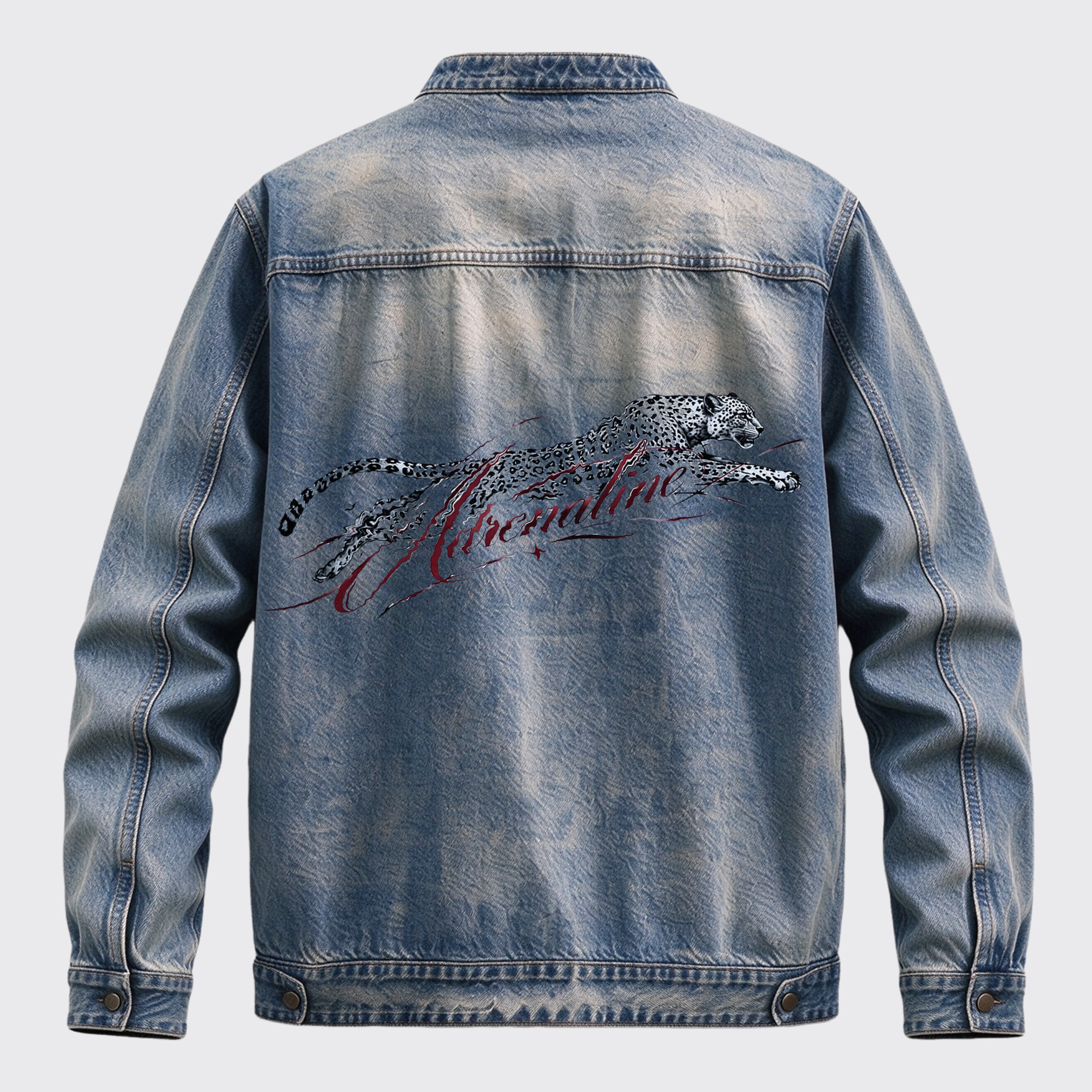 Retro Western Adrenaline Sprint Leopard Graphic Zip Jacket