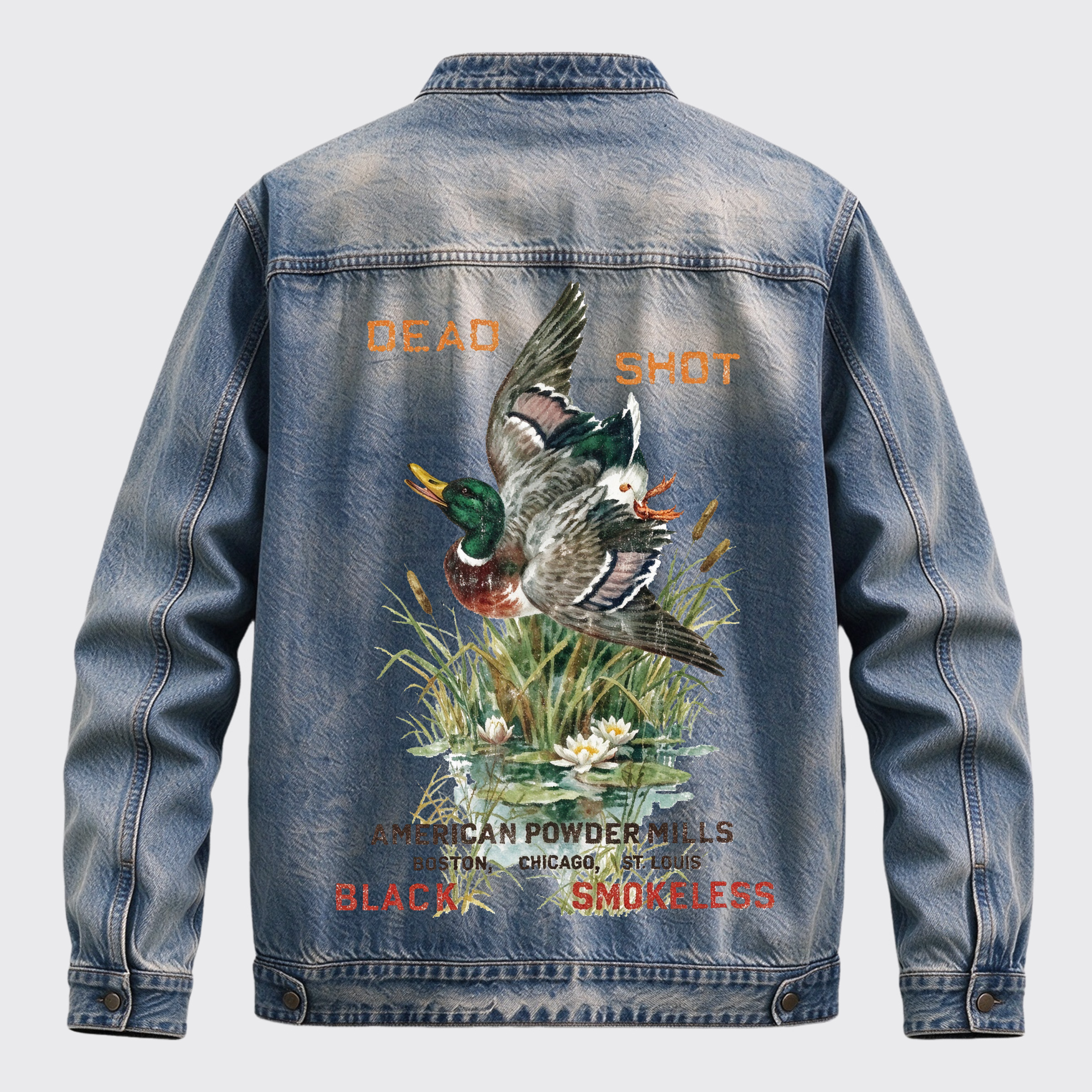Vintage Mallard Duck Back Print Graphic Denim Jacket