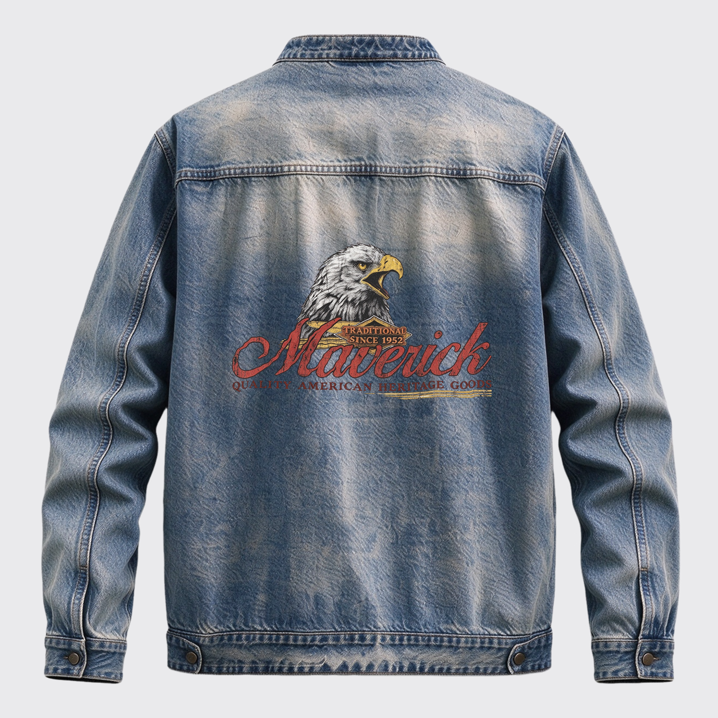 Vintage Western Maverick Bald Eagle American Heritage Graphic Zip Jacket