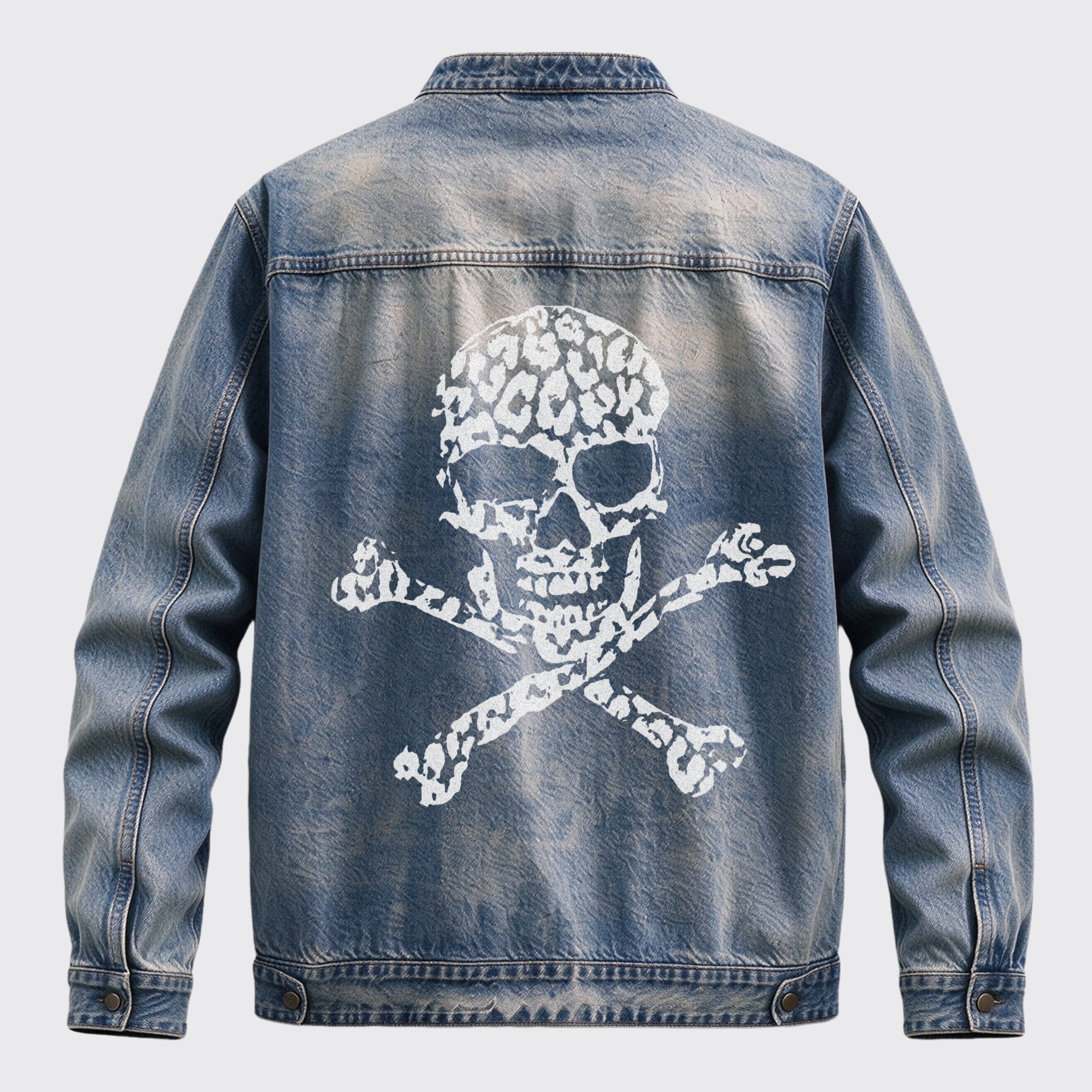 Vintage Gothic Skull Back Graphic Denim Jacket