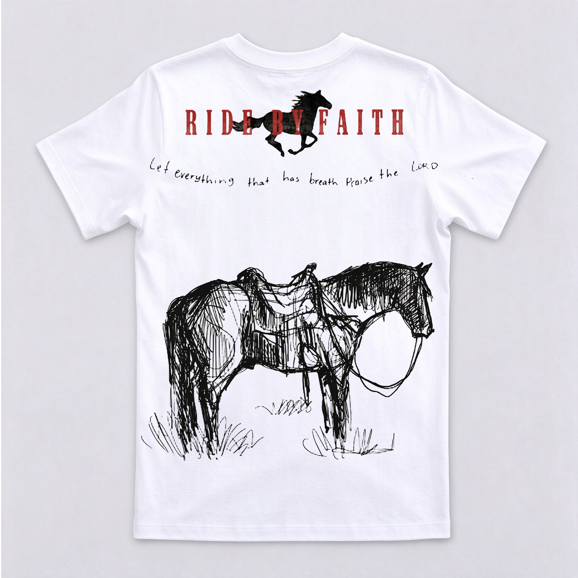 Ride By Faith Horse Back Print Crewneck Short Sleeve T-Shirt