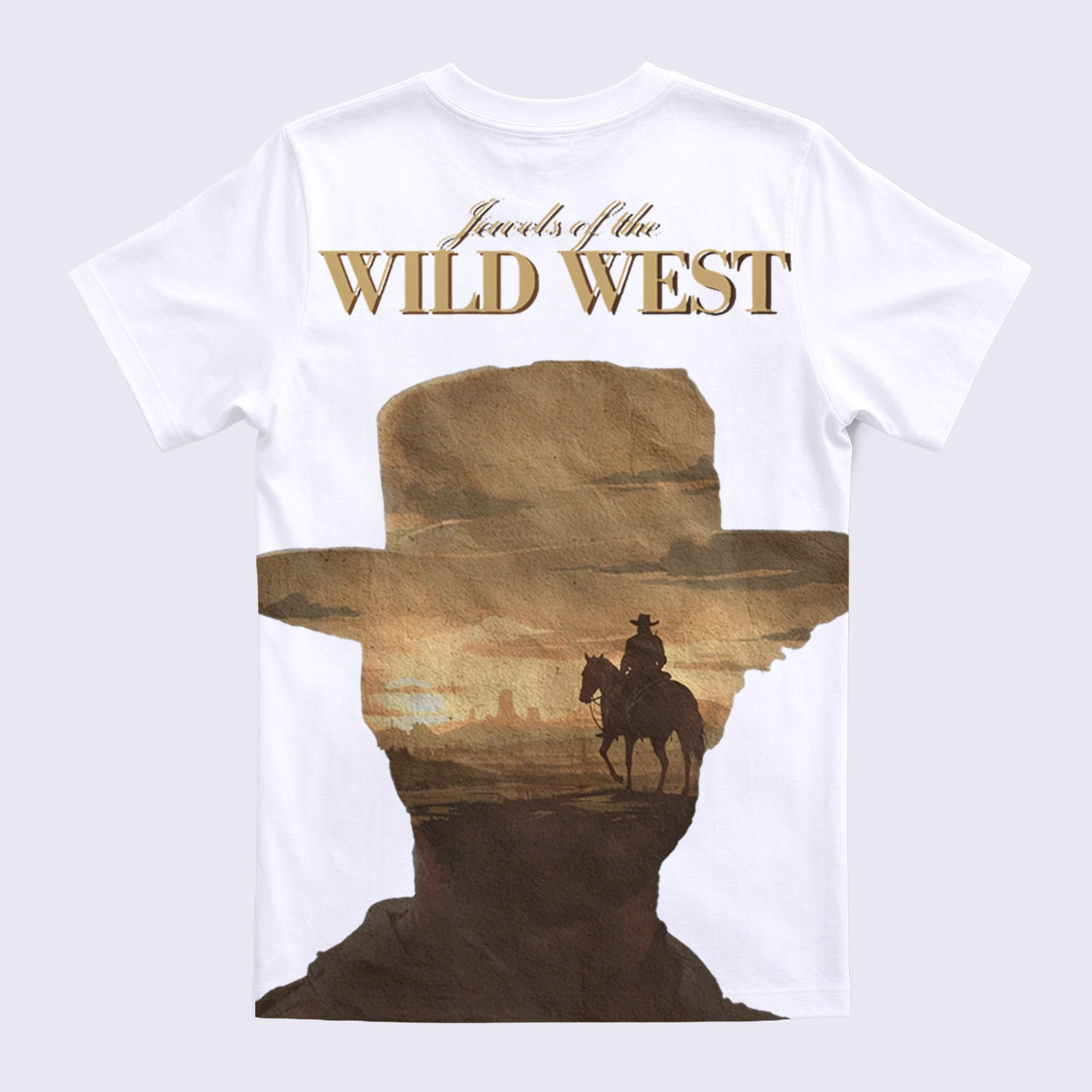Vintage Jewels of the Wild West Back Print Crewneck Short Sleeve T-Shirt