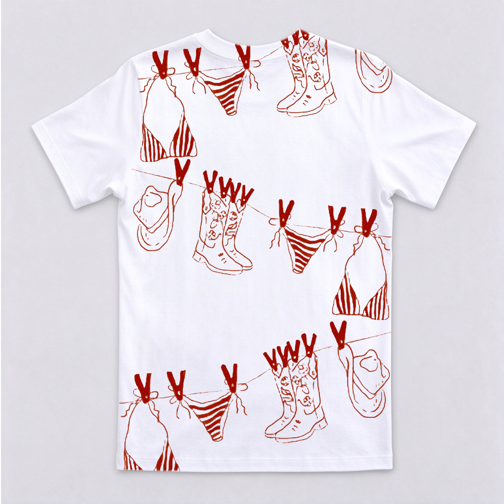 Vintage Western Clothesline Graphic Crewneck Short Sleeve T-Shirt