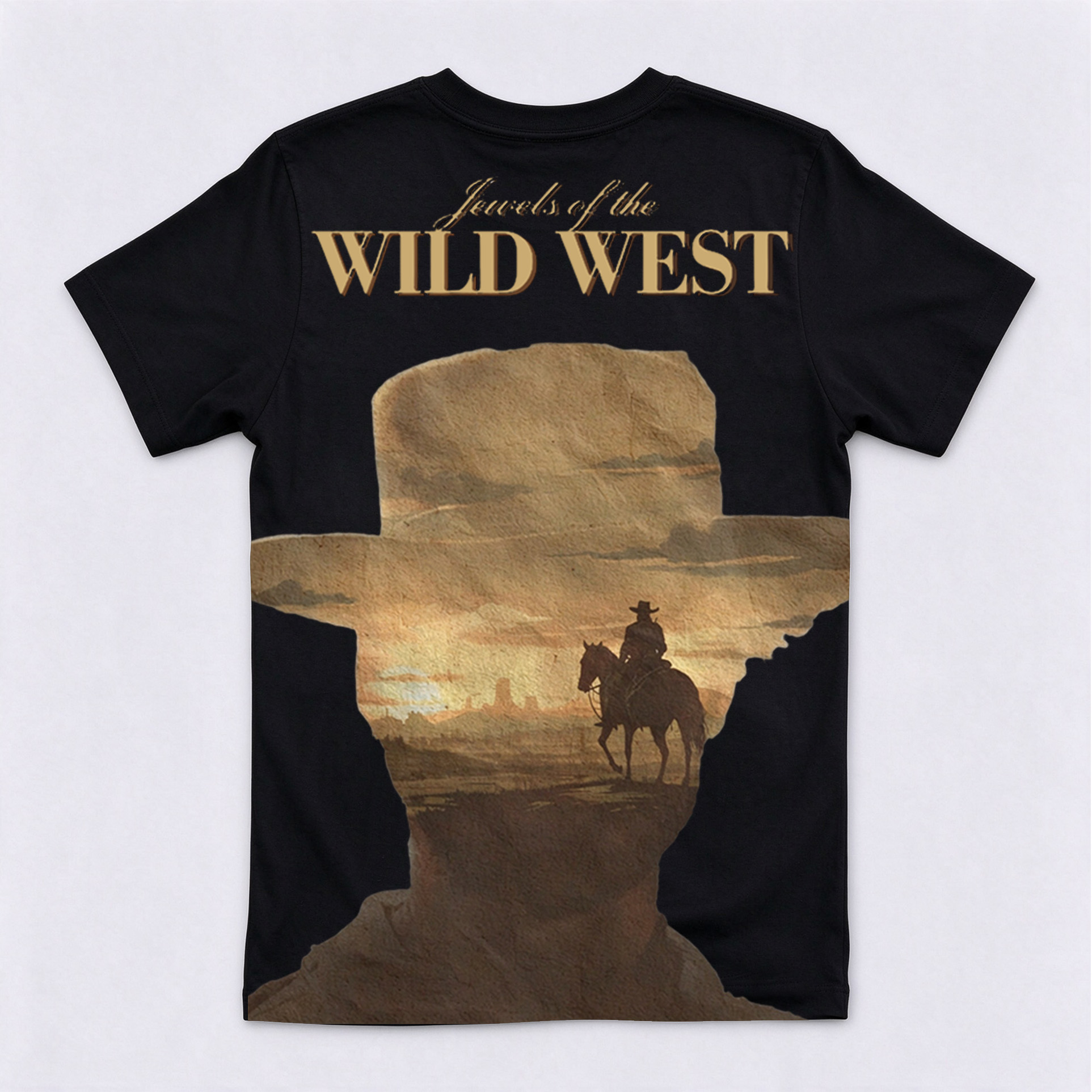 Vintage Jewels of the Wild West Back Print Crewneck Short Sleeve T-Shirt