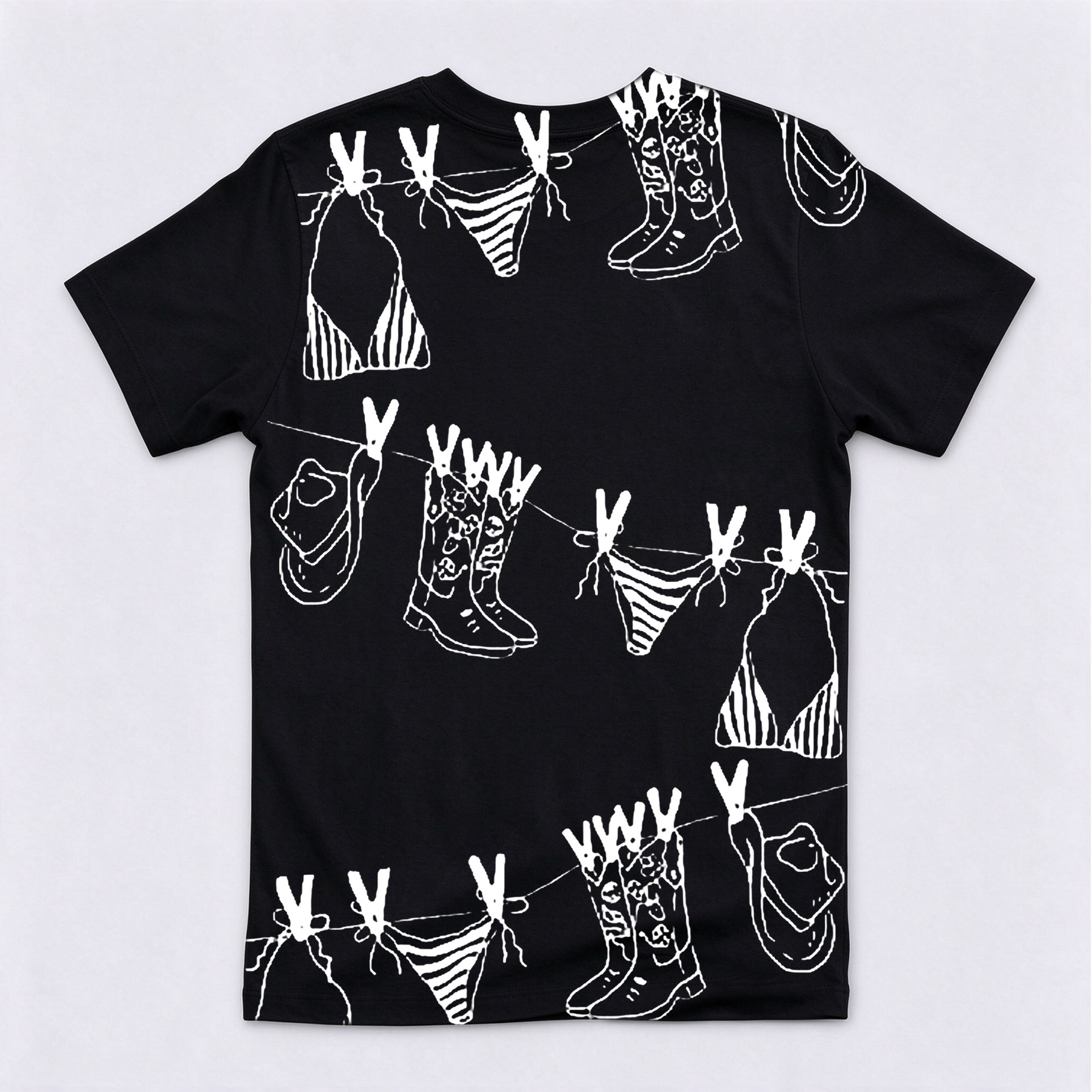 Vintage Western Clothesline Graphic Crewneck Short Sleeve T-Shirt