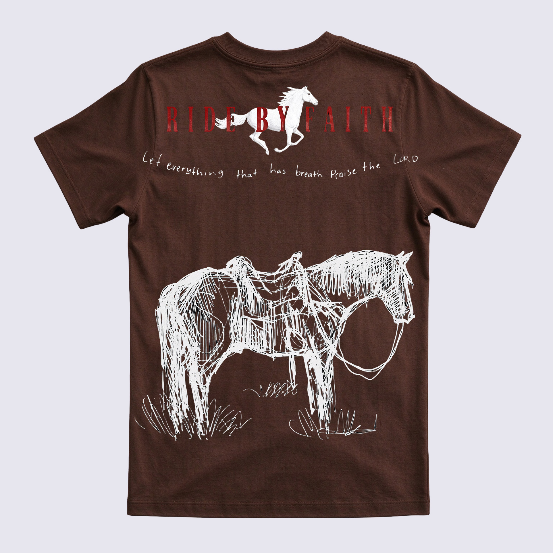 Ride By Faith Horse Back Print Crewneck Short Sleeve T-Shirt