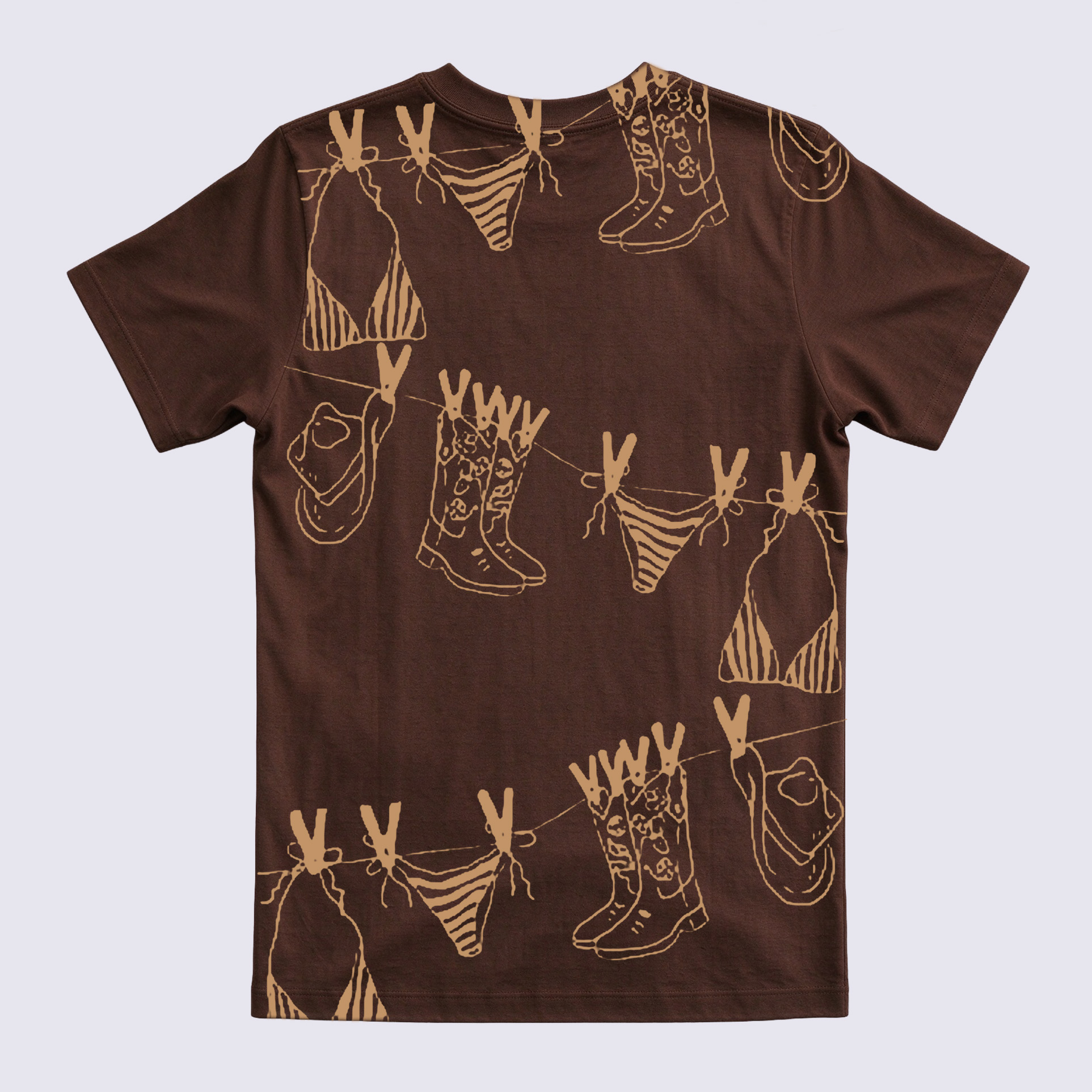 Vintage Western Clothesline Graphic Crewneck Short Sleeve T-Shirt