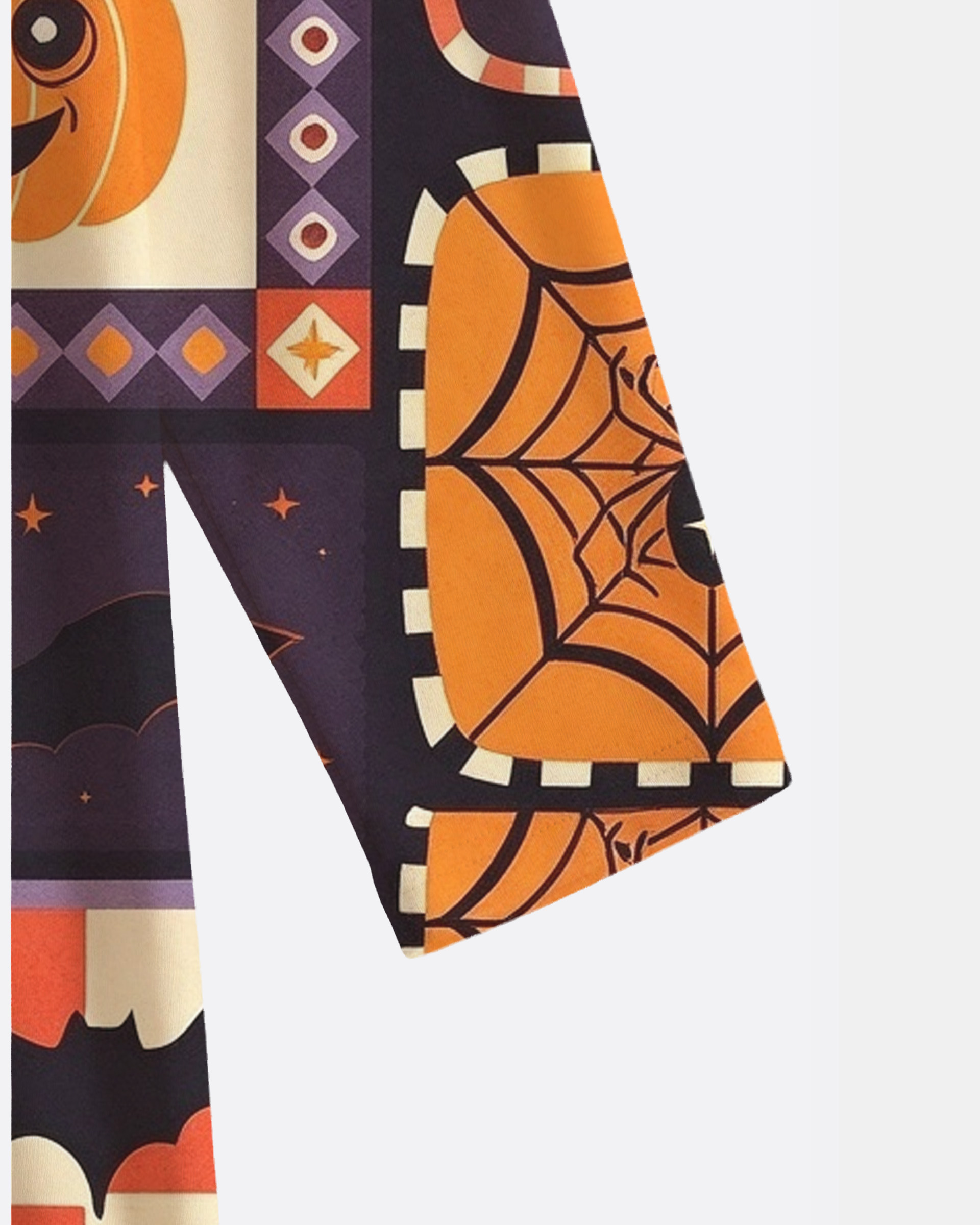 Fun Pumpkin Ghost Bat Spider Web Western V-Neck Printed Dress | Allover Print